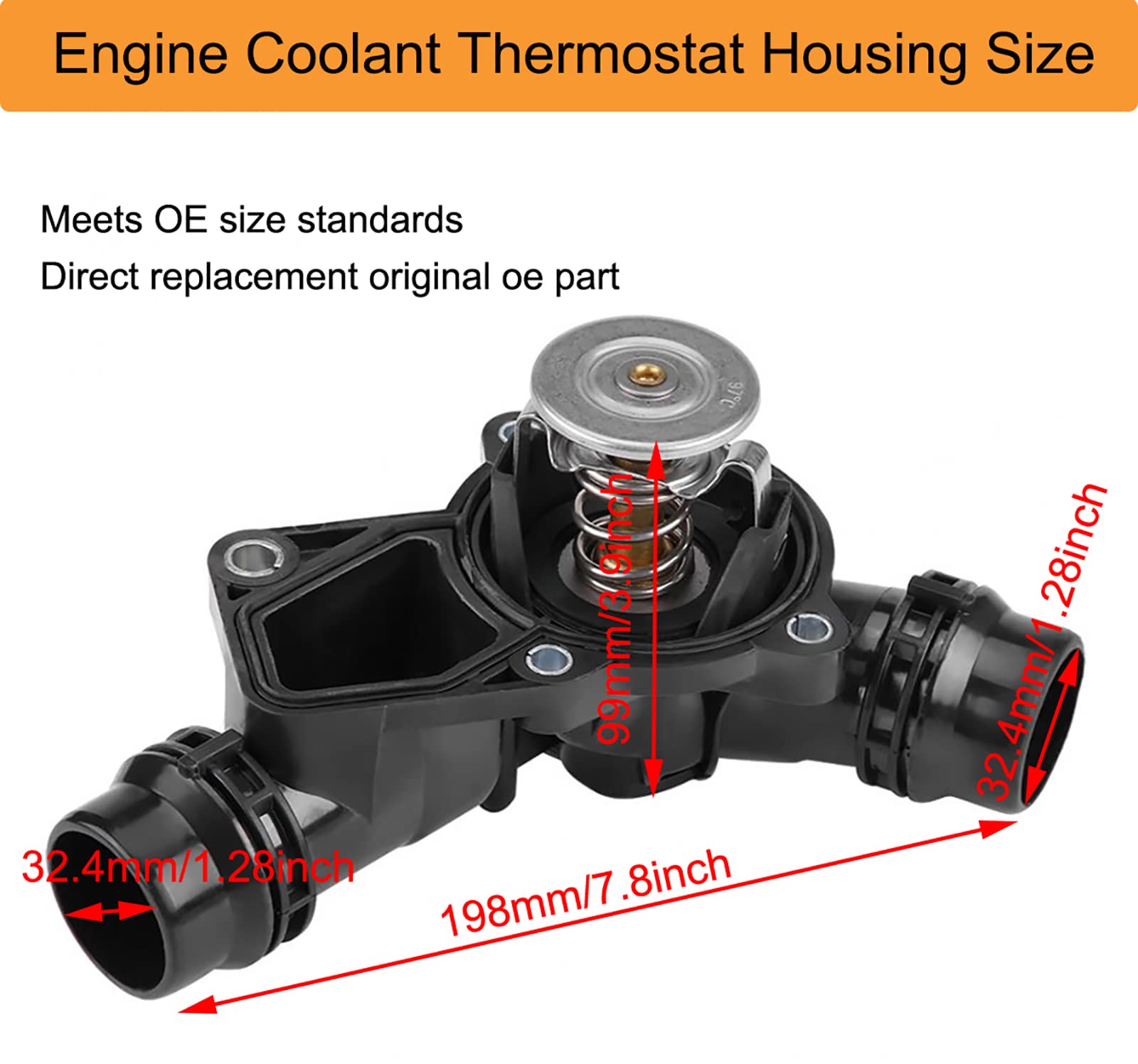 Thermostat Assembly With Housing Compatible With Bmw E46 E39 X5 X3 Z3 Z4 325I 330I 525I 530I,Thermostat Housing Assembly, Replace # 11537509227 11530139877 11531437040 11531436823 11534509763
