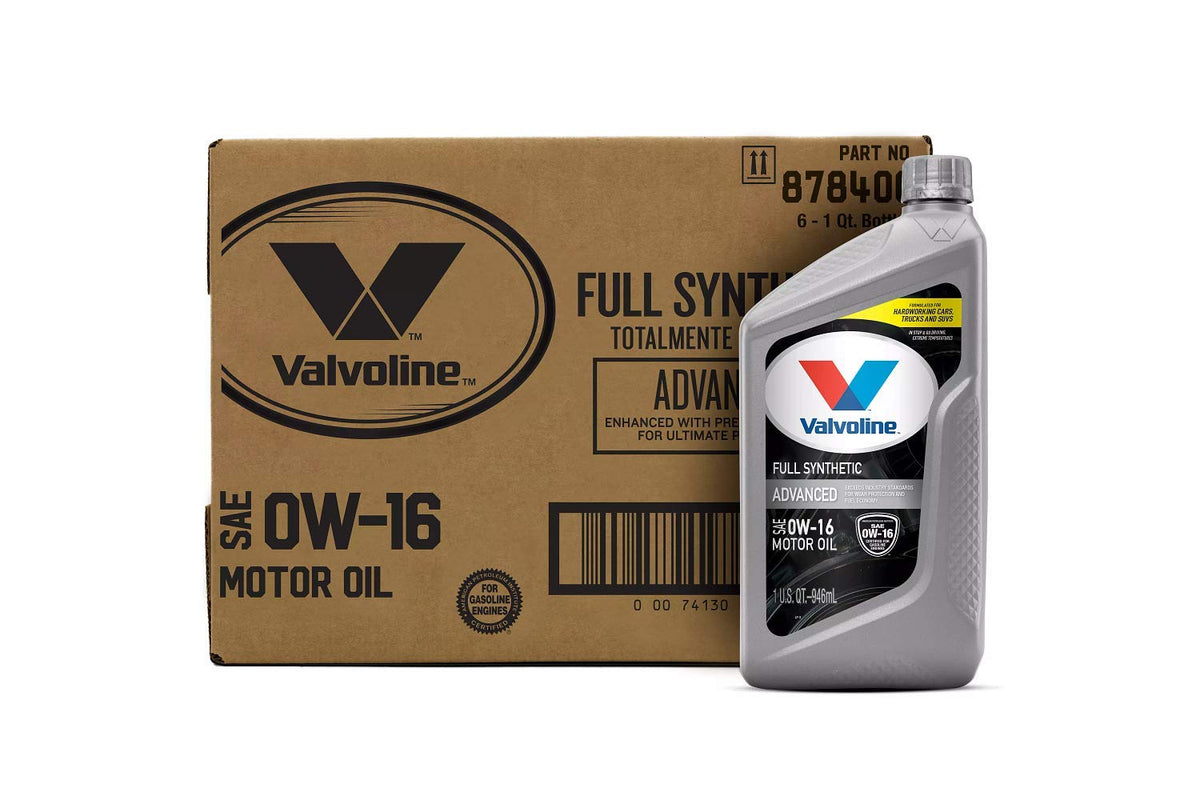 Valvoline Advanced Full Synthetic Sae 0W-16 Motor Oil 1 Qt, Case Of 6