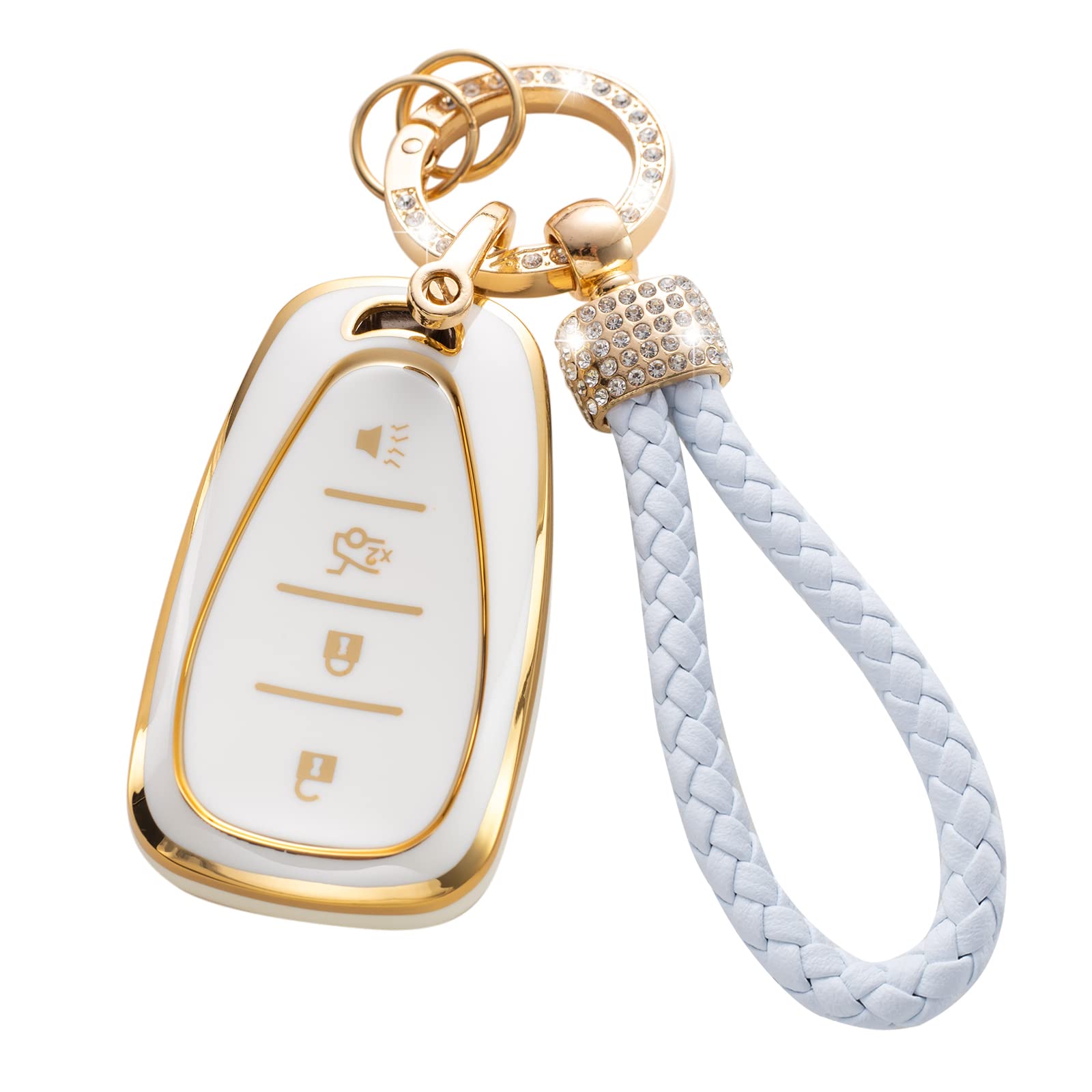 Gematay For Chevy Key Fob Cover Compatible With Chevrolet 2016-2020 Chevy Malibu Camaro Cruze Traverse Spark Equinox Blazer Volt Bolt 4 Buttons