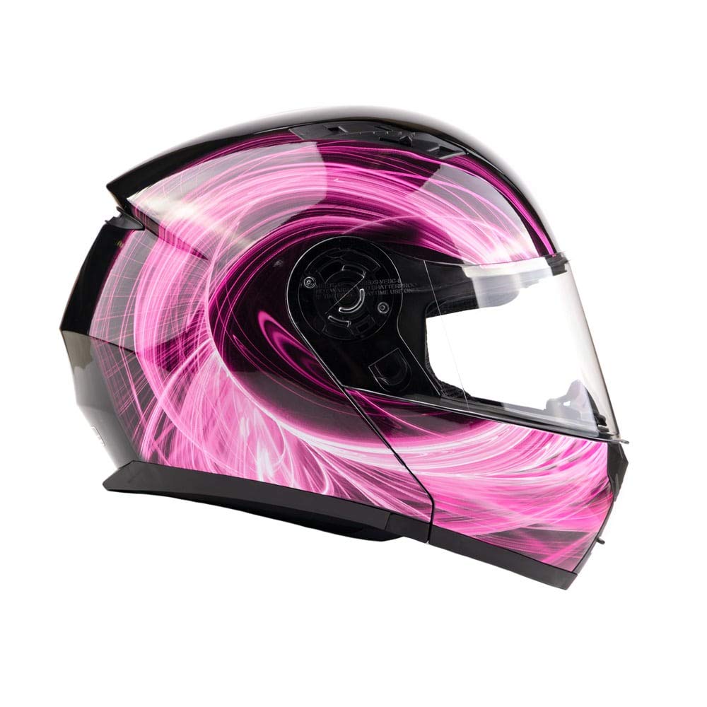 Typhoon Th158 Adult Women'S Modular Full Face Motorcycle Helmet Flip-Up Dual Visor Dot (Pink Xxl)