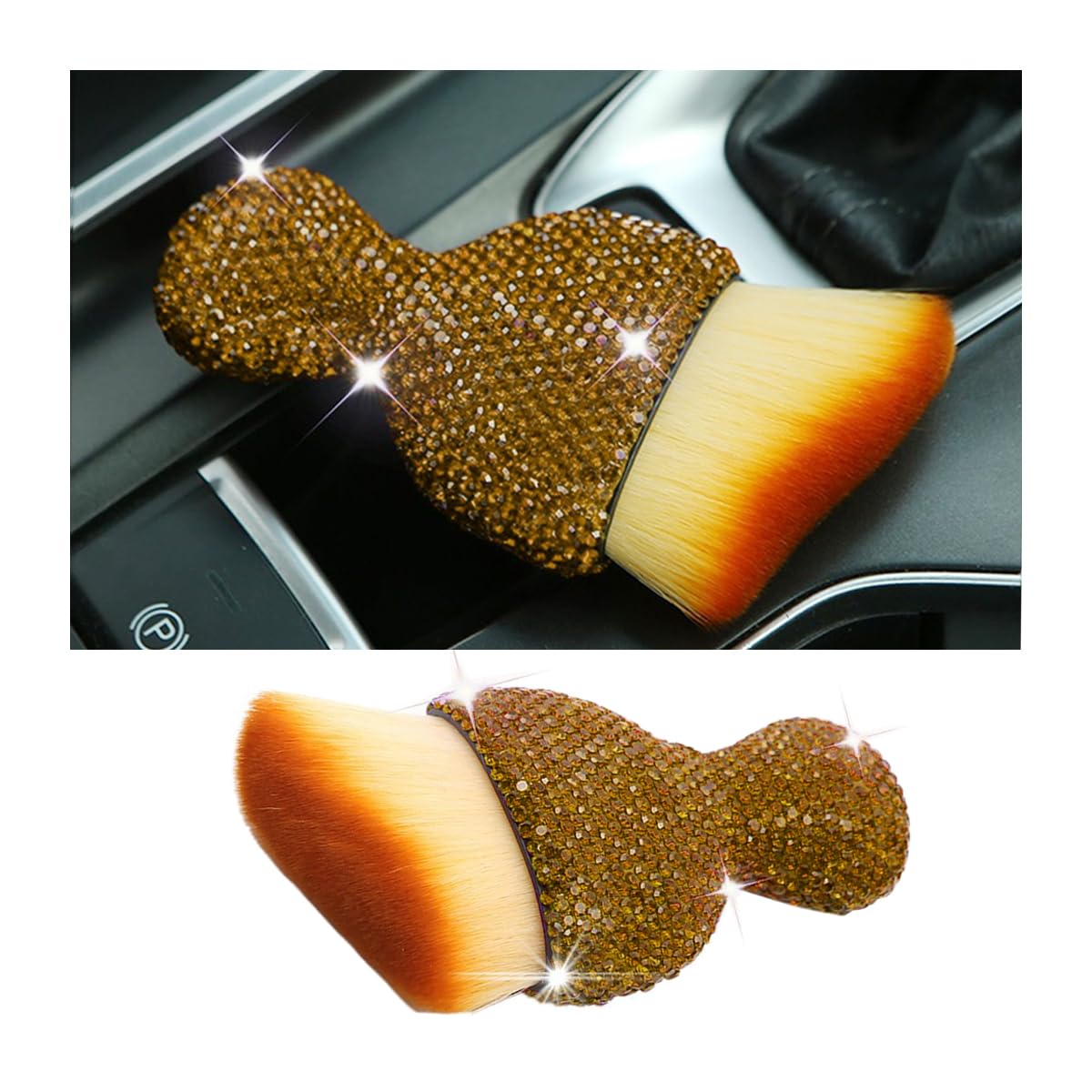 Zipelo Auto Interior Dust Brush, Car Detailing Cleaning Brush With Diamond, Bling Handle Soft Bristles Dusting Tool, Scratch Fre