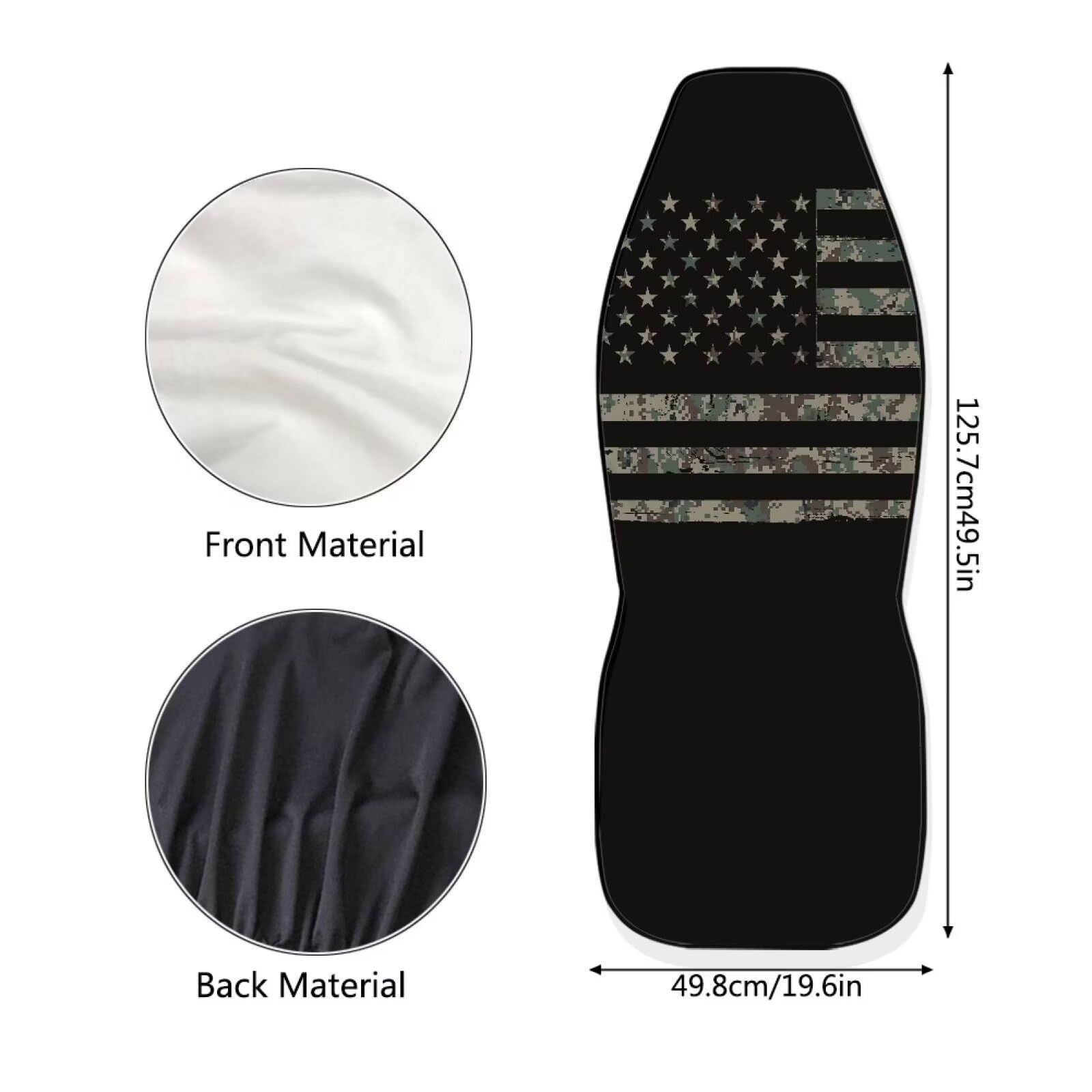 Salabomia American Flag Car Seat Cover for Women Men, Universal Fit Auto Seat Cover 2 Piece Stretchy Breathable Bucket Vehicles