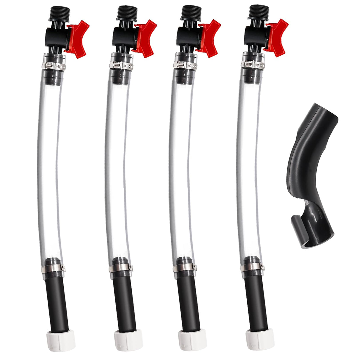 Taiss 4PCS Racing Fuel Jug Hose with Ball Valve & 2 Benders,14 Inch Fuel Filler Hose for LC2 Jugs Gas Can Spout Replacement Gas 