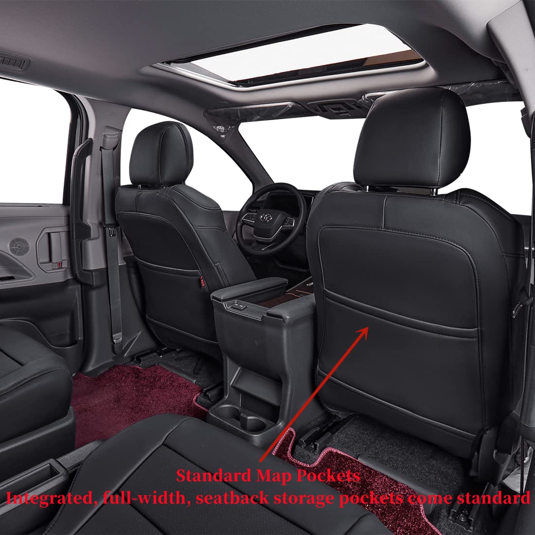 coverdream Custom Seat Covers for Select Toyota Sienna LE & XLE (8 Seats) 2021 2022 2023 2024,Full Coverage Leather Seat Protect