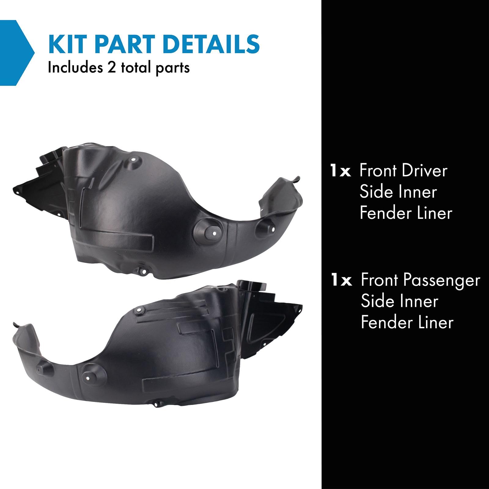 Trq Front Inner Fender Liner Set Compatible With 2011-2013 Kia Optima Ki1248125 Ki1249125