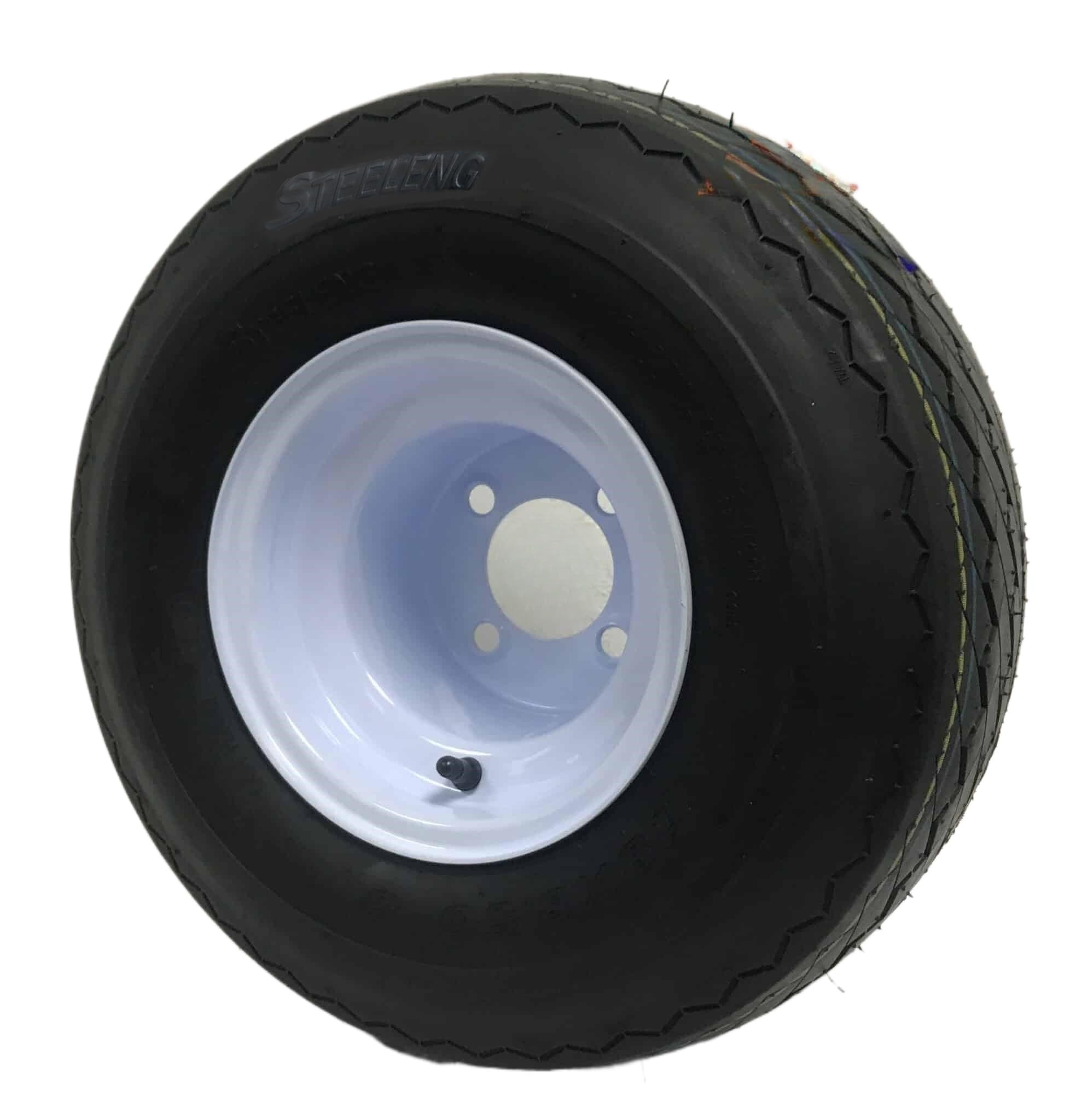 18X8.5-8 Oem Golf Cart Wheels And White Steel Tires Combo - Set Of 4