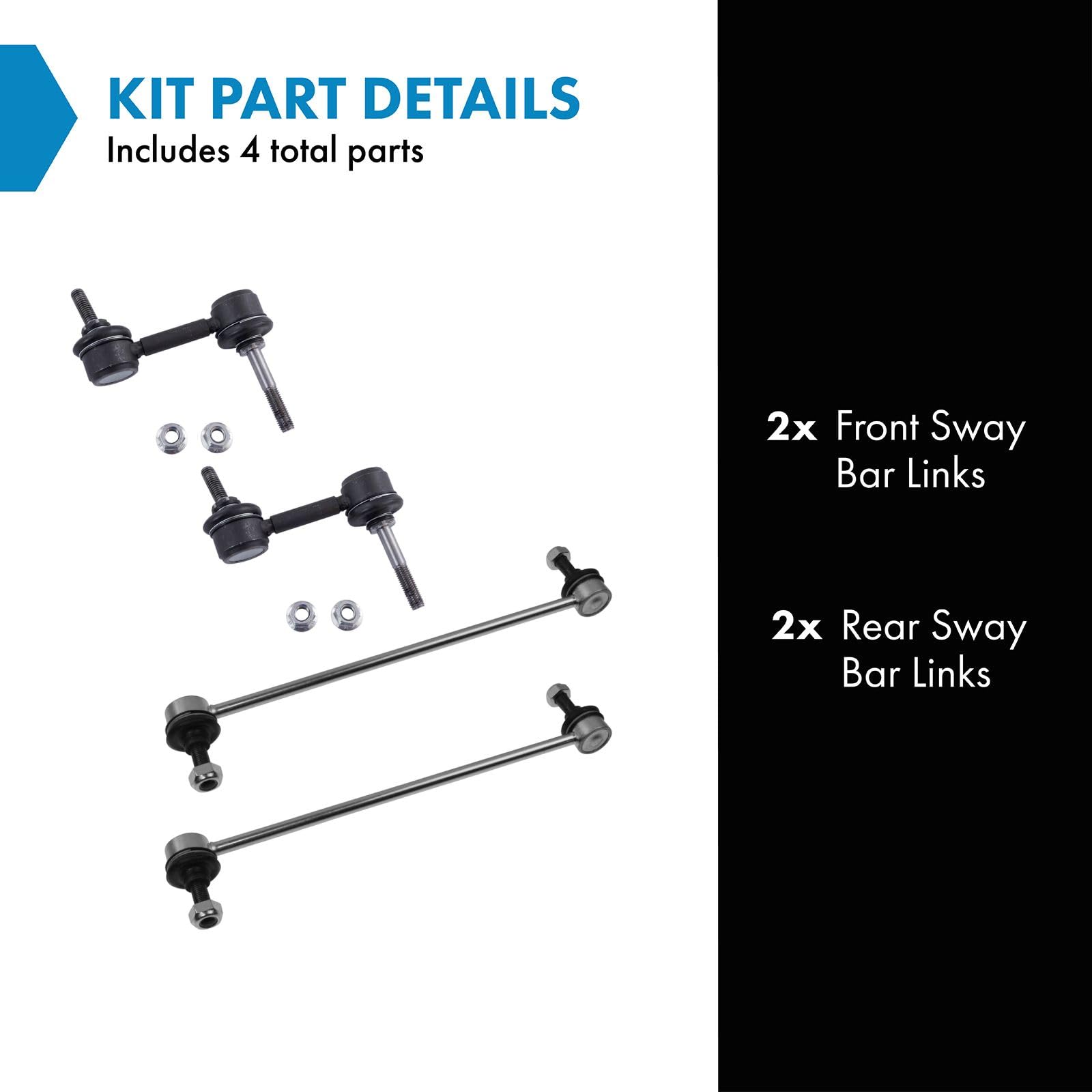 Trq Front & Rear Sway Bar Stabilizer Link Set Compatible With 2009-2012 Ford Escape 2009-2011 Mazda Tribute Mercury Mariner