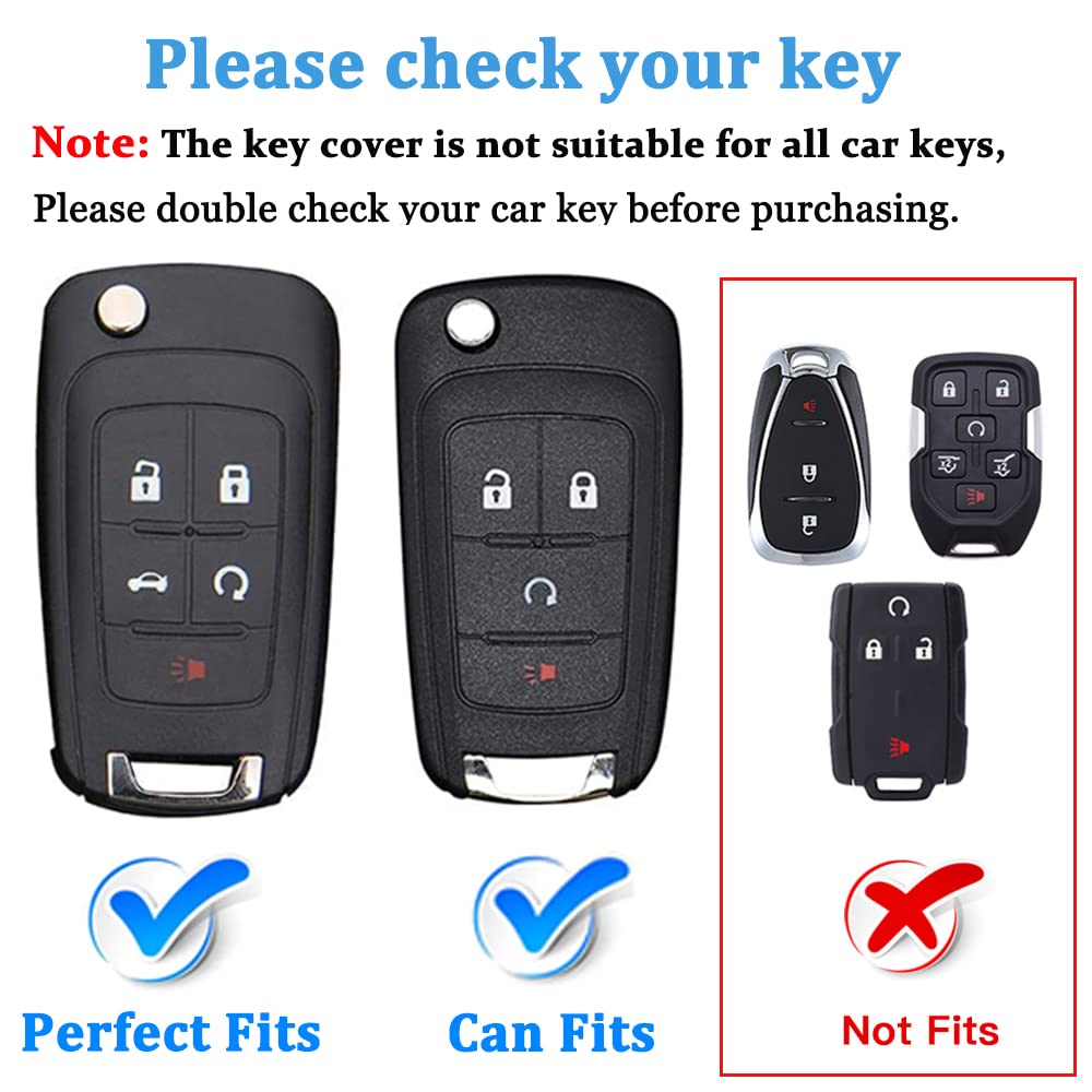 QBUC for Chevy Key Fob Cover Case with Keychain for Chevrolet Buick Camaro Cruze Equinox Malibu Impala Spark Sonic GMC