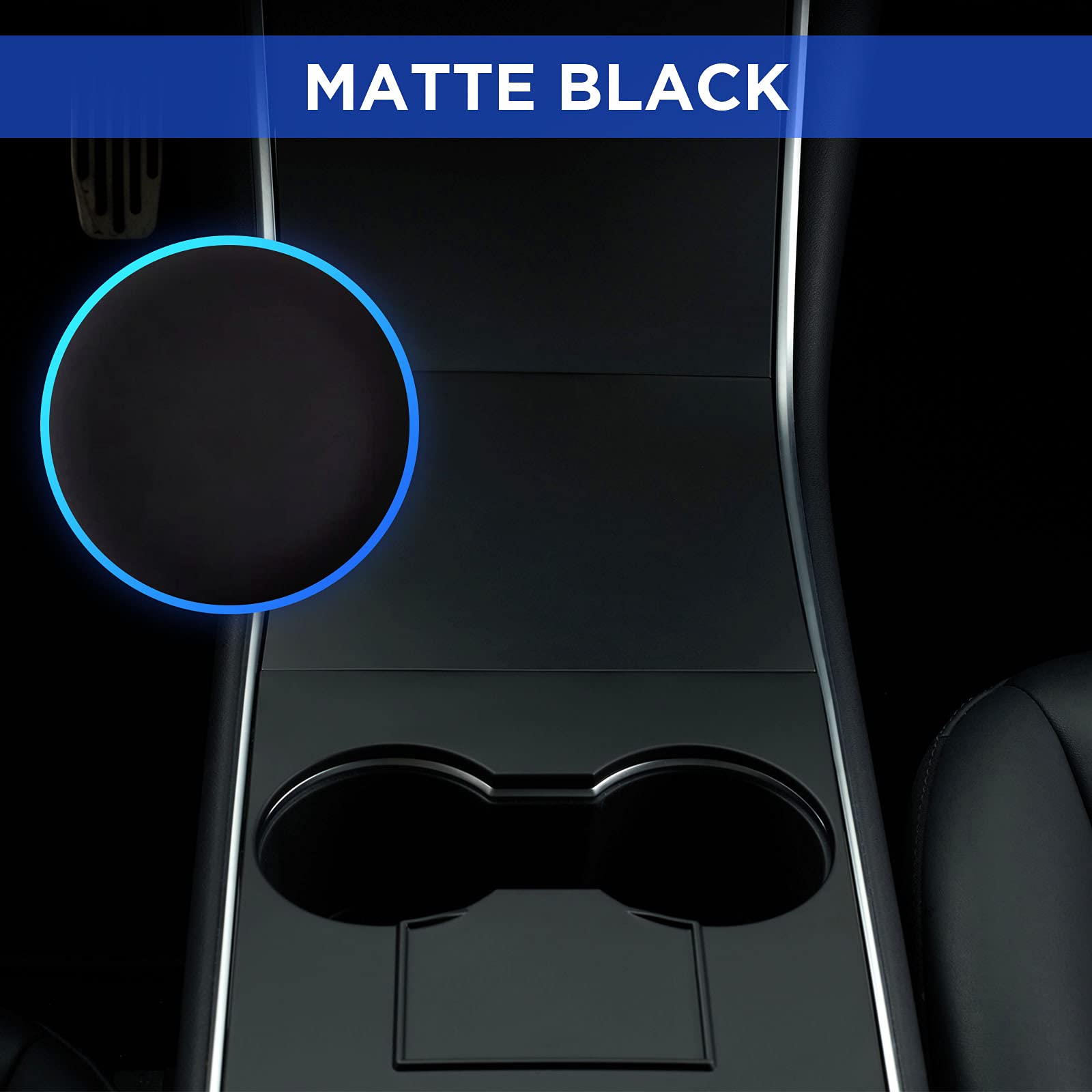 Nestour 2016-2020 Tesla Model 3 Model Y Center Console Wrap Cover Kit, Non-Trace Remove Center Console Protector Accessories, Premium Abs Material. (Matte Black)