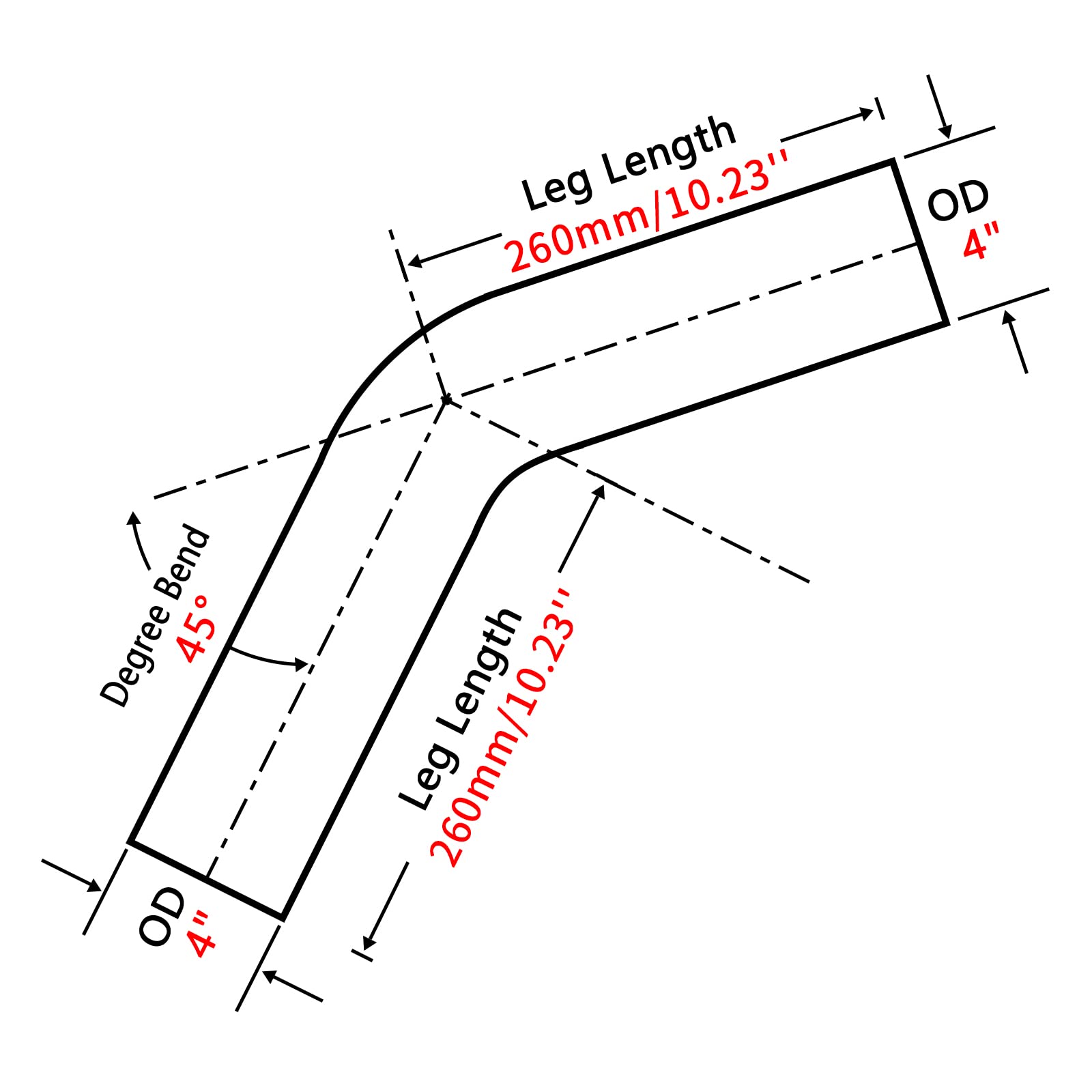 Fgjqefg 4 Inch 45 Degree Diy Custom Mandrel Exhaust Pipe Tube Pipe, T304 Stainless Steel, Universal Fit, 20.5 Inch End To End Length, 4'' Od Mandrel Bend Pipe 2Pcs