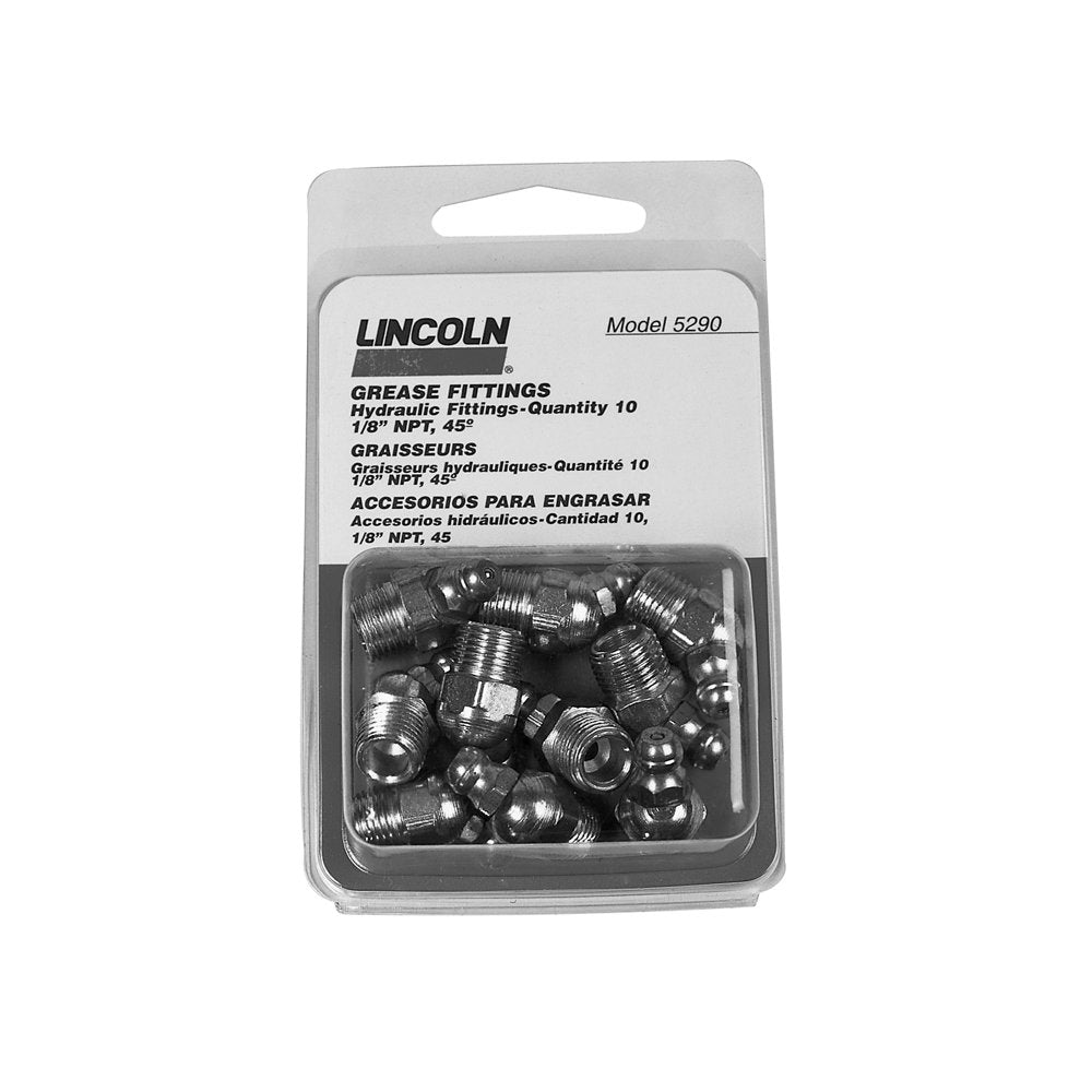 Lincoln Lubrication 5290 1/8' Pipe Thread FTG 45 Angle Grease Fitting, (Card of 10)