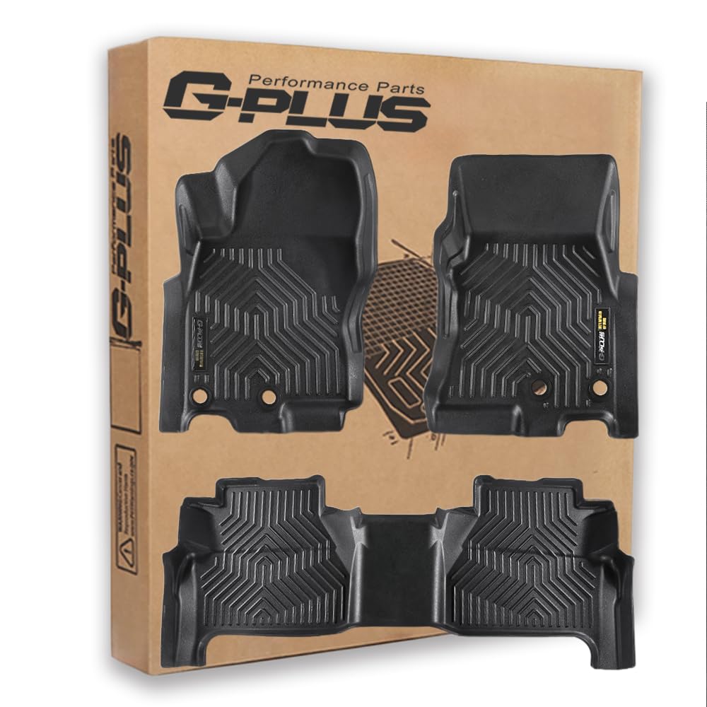 G-PLUS Floor Mats 3pcs Compatible with Nissan Frontier 2022-2023 (Crew Cab with 2nd Row Under-Seat Storage) All Weather Full Pro