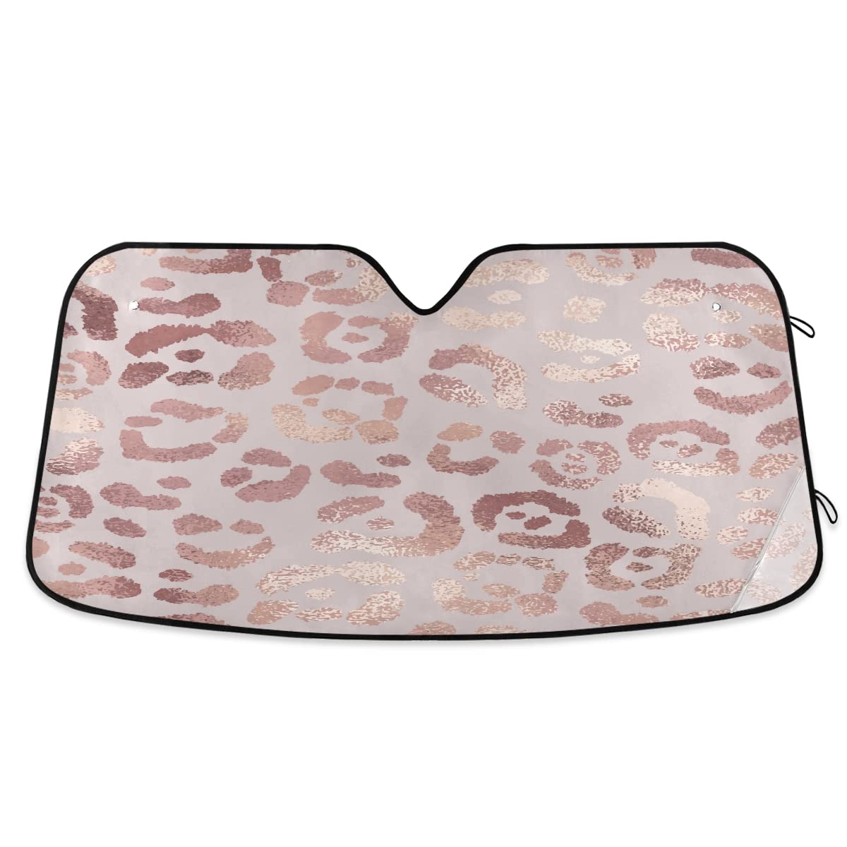 Windshield Sun Shade Leopard Print Cheetah Rose Gold Ram Front Window Block UV Shades Visor Reflective Retractable for Car SUV T