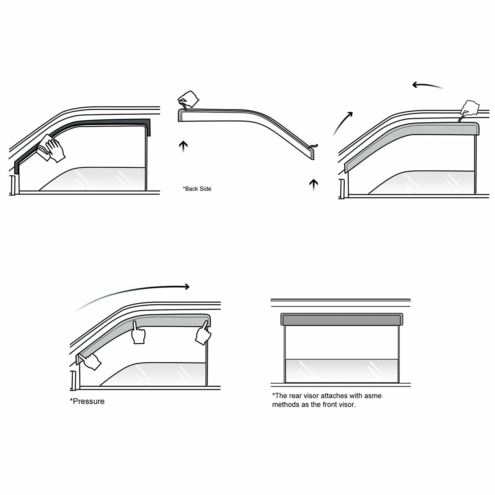 Zzdsnj Tape-On Windows Visor 4-Piece For 2018-2022 Hyundai Kona Rain Guards Shield Shade Smoke