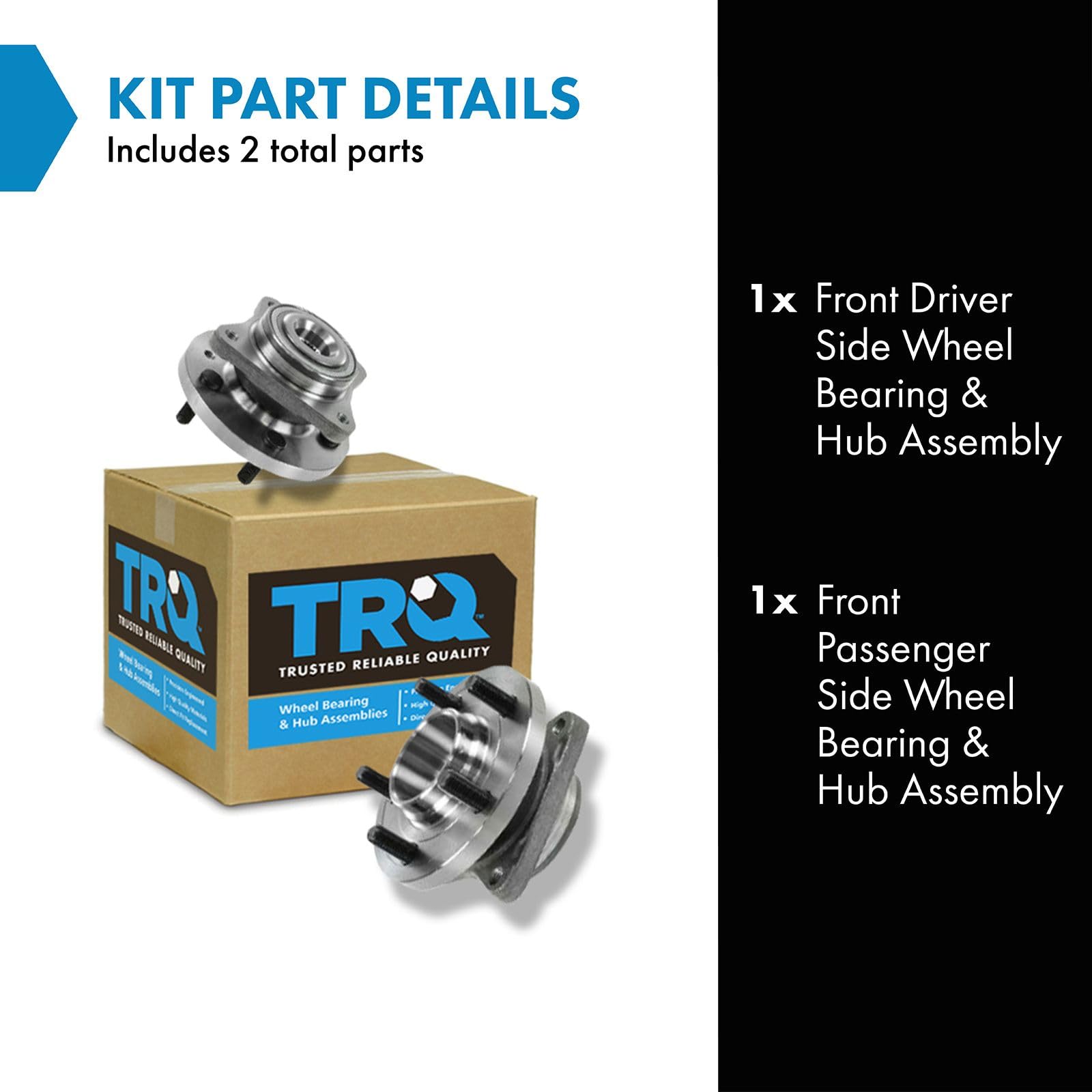 Trq Front Wheel Hub Bearings Assembly Set Compatible With 2005-2009 Land Rover Lr3 2010-2016 Lr4 2006-2013 Range Rover Sport