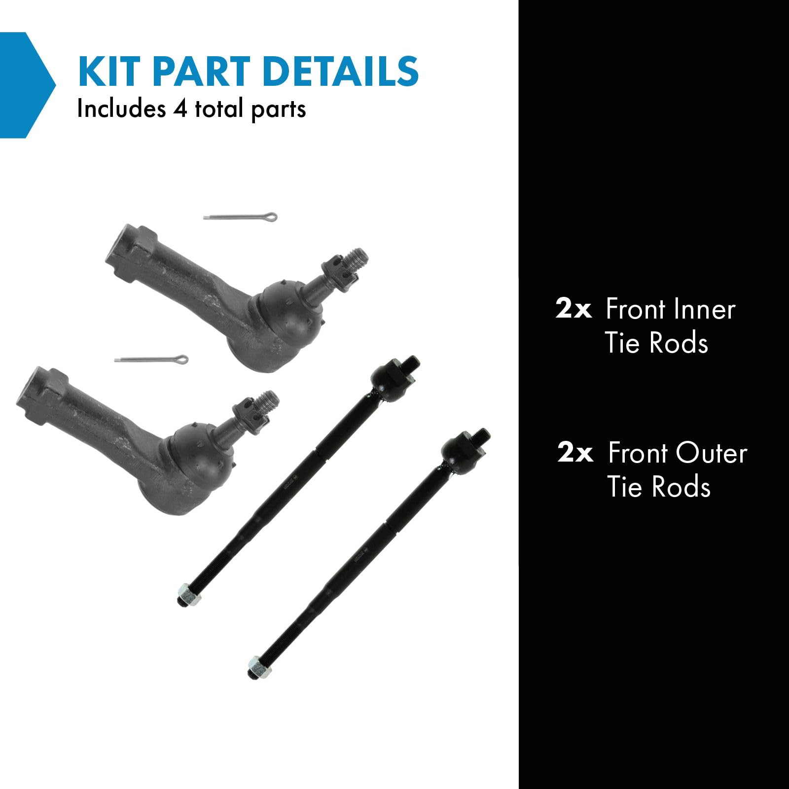 Trq Front Tie Rod Set Compatible With 2005-2010 Chevrolet Cobalt 2006-2011 Hhr 2007-2009 Pontiac G5 2003-2007 Saturn Ion