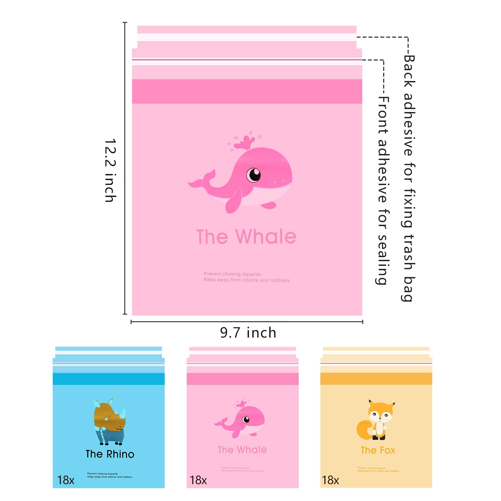 54Pcs Car Trash Bags Easy Stick-On Disposable Portable Car Garbage Bags, Waterproof Leak Proof Barf Vomit Bags, Self Adhesive Cl