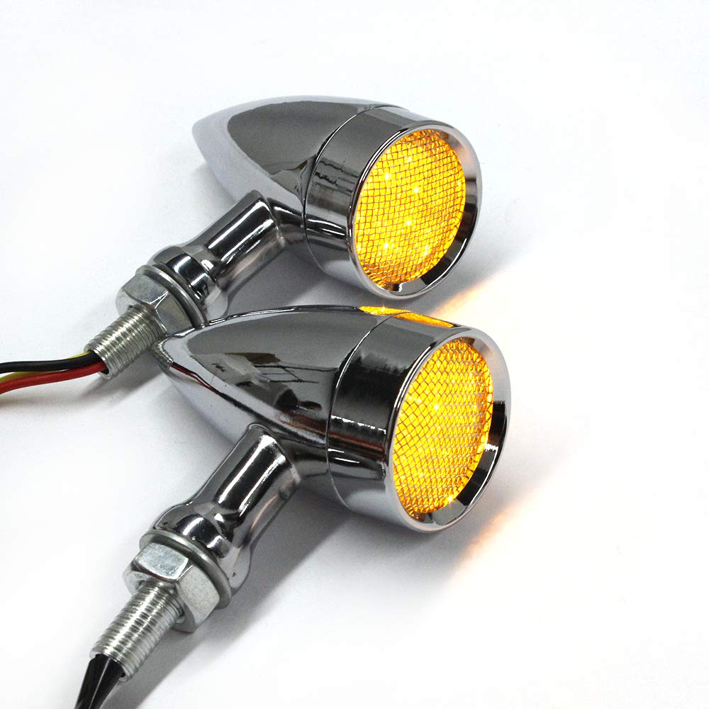 Miss Moly Chrome Motorcycle Led Turn Signals Amber Light Brake Running Tail Light Bullet