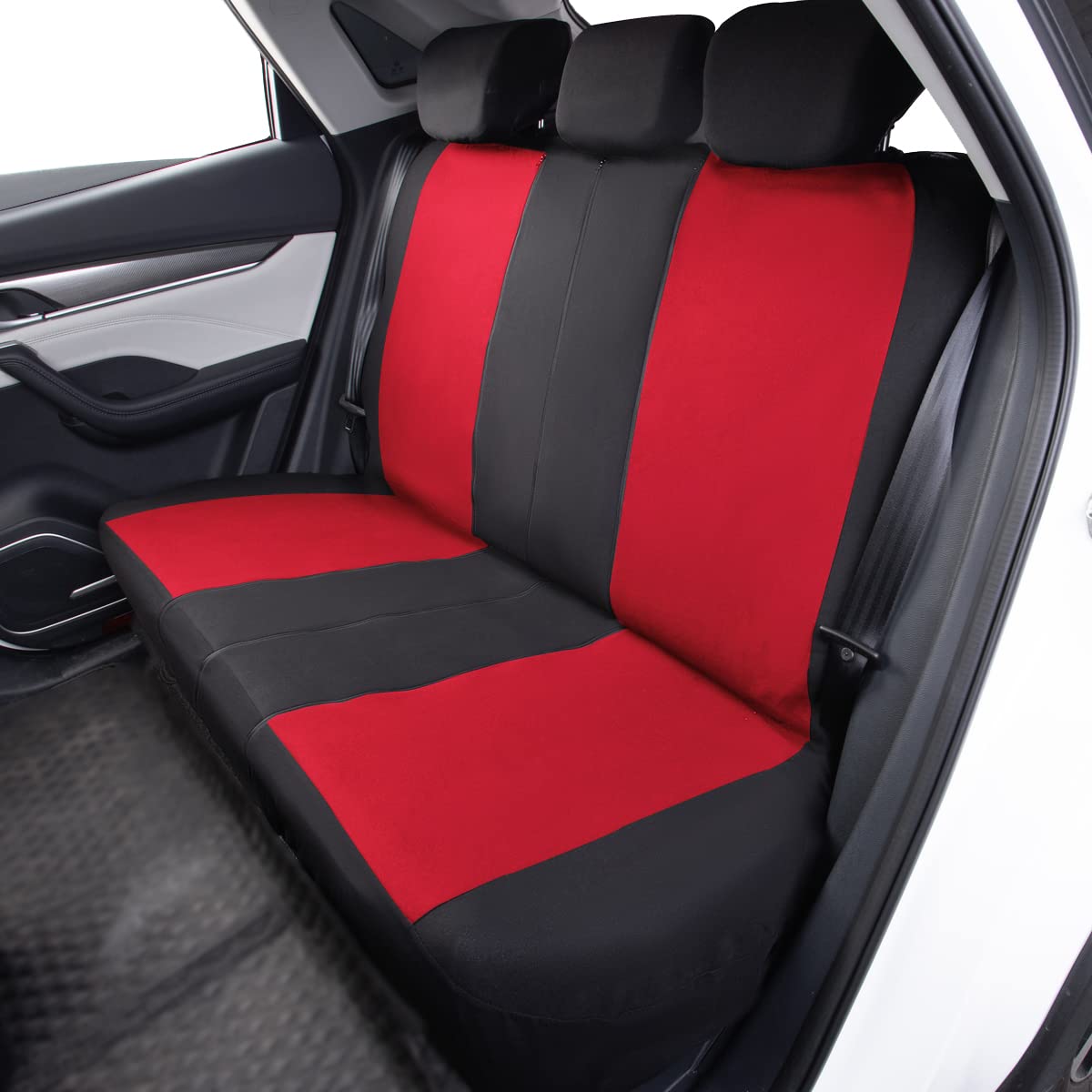 Flying Banner Rear Bench Car Seat Covers Car Seat Protectors Split 40/60 50/50 60/40 (Rear Bench-Value, Red)
