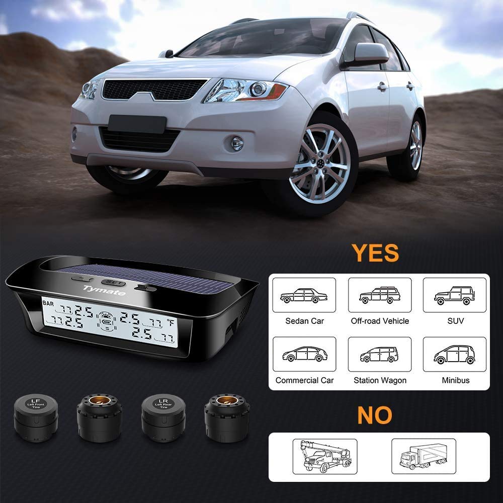 Tymate Rv Tire Pressure Monitoring System - M12-3 Tire Pressure Monitor System (0-87 Psi) With Solar Charge, 5 Alarm Modes, Auto