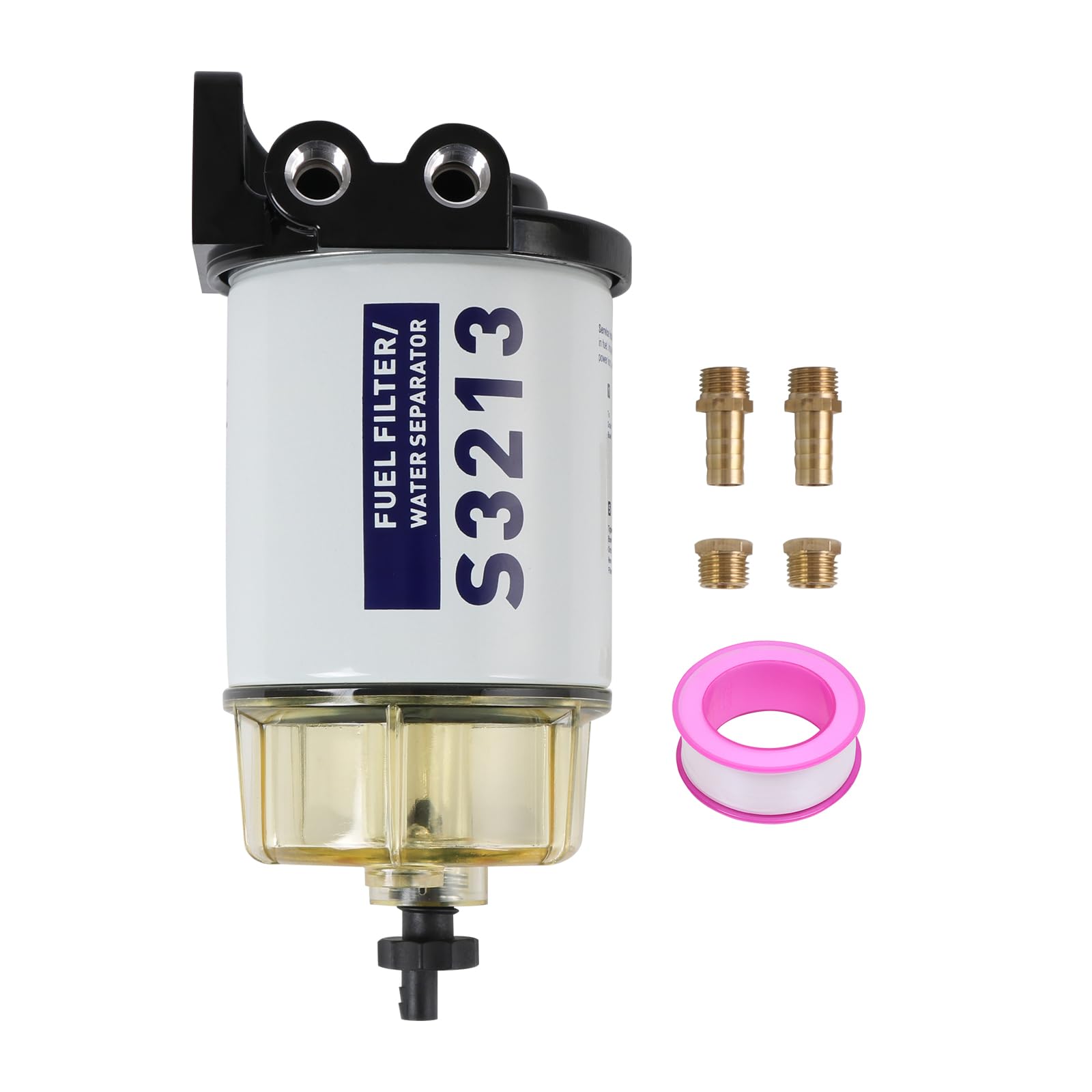 Carmocar Fuel Filter Water Separator Replacement For Marine Outboard Motor Mercury With 3/8'' Barb X 1/4'' Npt Brass Fittings Re