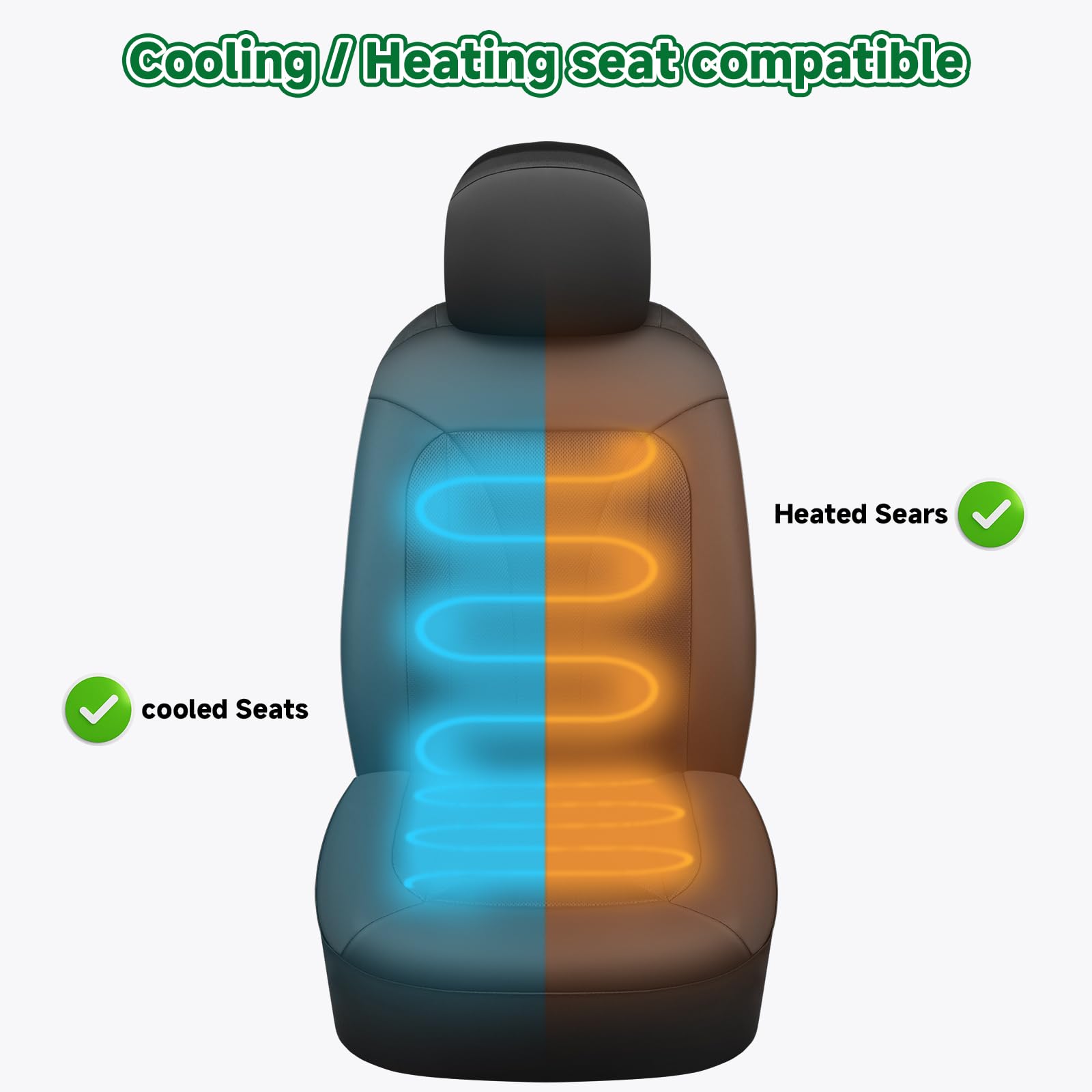 Giant Panda Fit Gmc Sierra 1500 2500 3500 Canyon Front Car Seat Cover, 3D Air Mesh Breathable Seat Protector(Black) 2-Pack