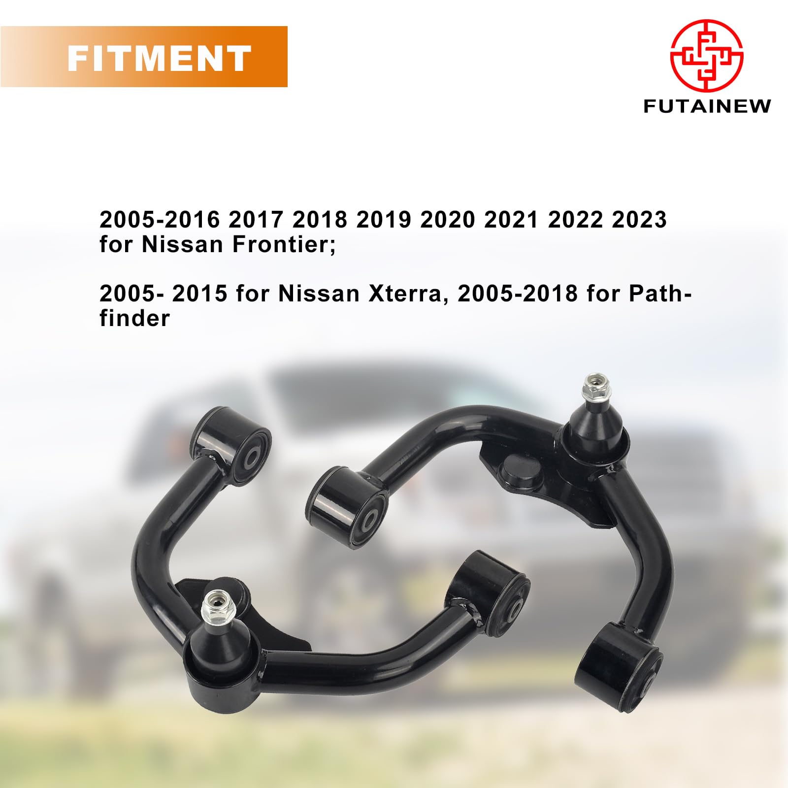 FUTAINEW 1-3'' Lift Front Upper Control Arms with Ball Joint For 2005-2016 Nissan Frontier, 2005-2021 Pathfinder, 2005-2016 Xter
