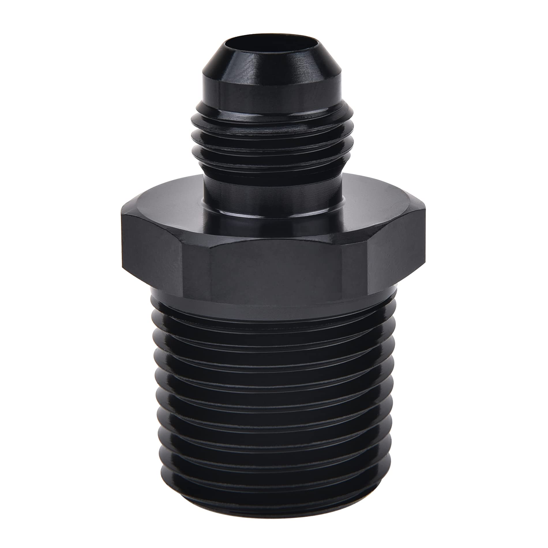 Evil Energy 6An Male Flare To 1/2'' Npt Pipe Fitting Adapter Aluminum Straight Black