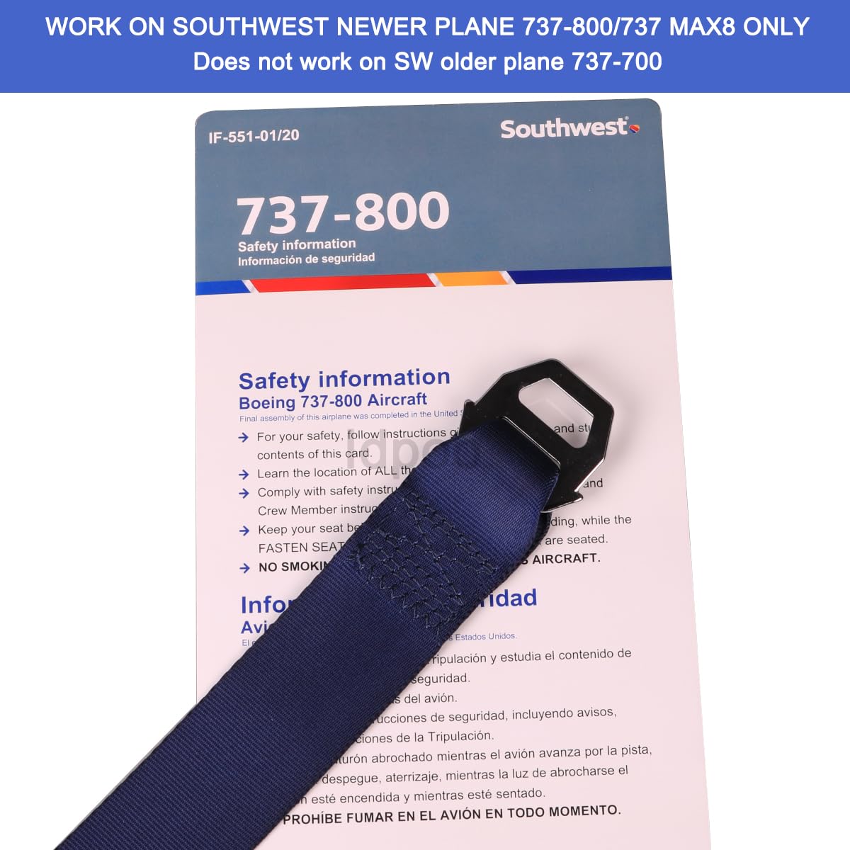 Idpoo Airplane Seat Belt Extender -Fits Southwest Airline New 737-800/737 MAX8- ECE Safety Certification,SeatBelt Extension Adju