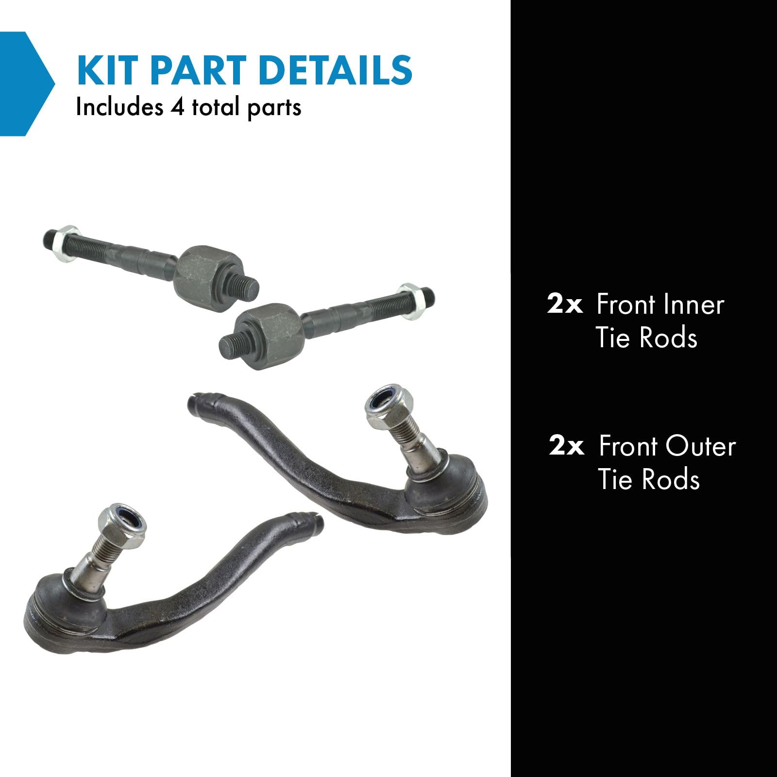 Trq Front Tie Rod Set Compatible With 1998-2003 Mercedes-Benz Ml320 2003-2005 Ml350 1999-2001 Ml430 2002-2005 Ml500 2000-2003 Ml