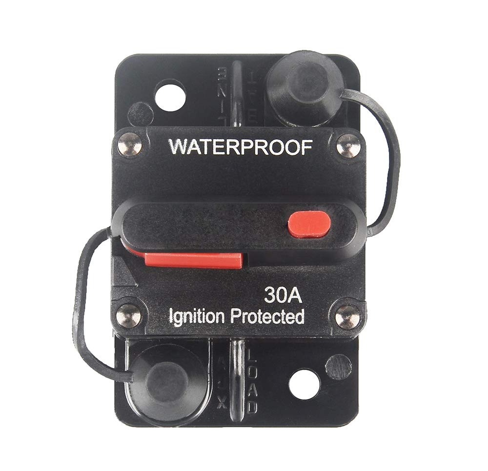 Wohhom 30 Amp Circuit Breaker With Manual Reset 12V-36V Dc Waterproof Surface Mount For Car Audio Rv Marine Boat Truck Trolling 