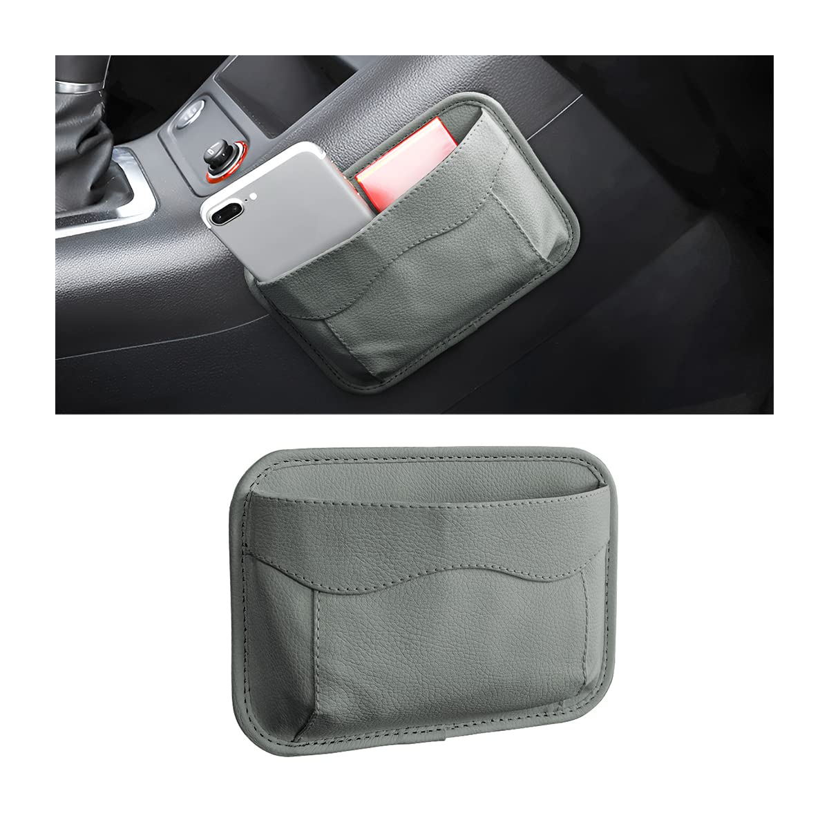 Moly Magnolia Car Seat Side Pocket Organizer, American Flag Pu Leather Storage Bag, Pen Phone Holder Tray Pouch Seat Gap Filler,