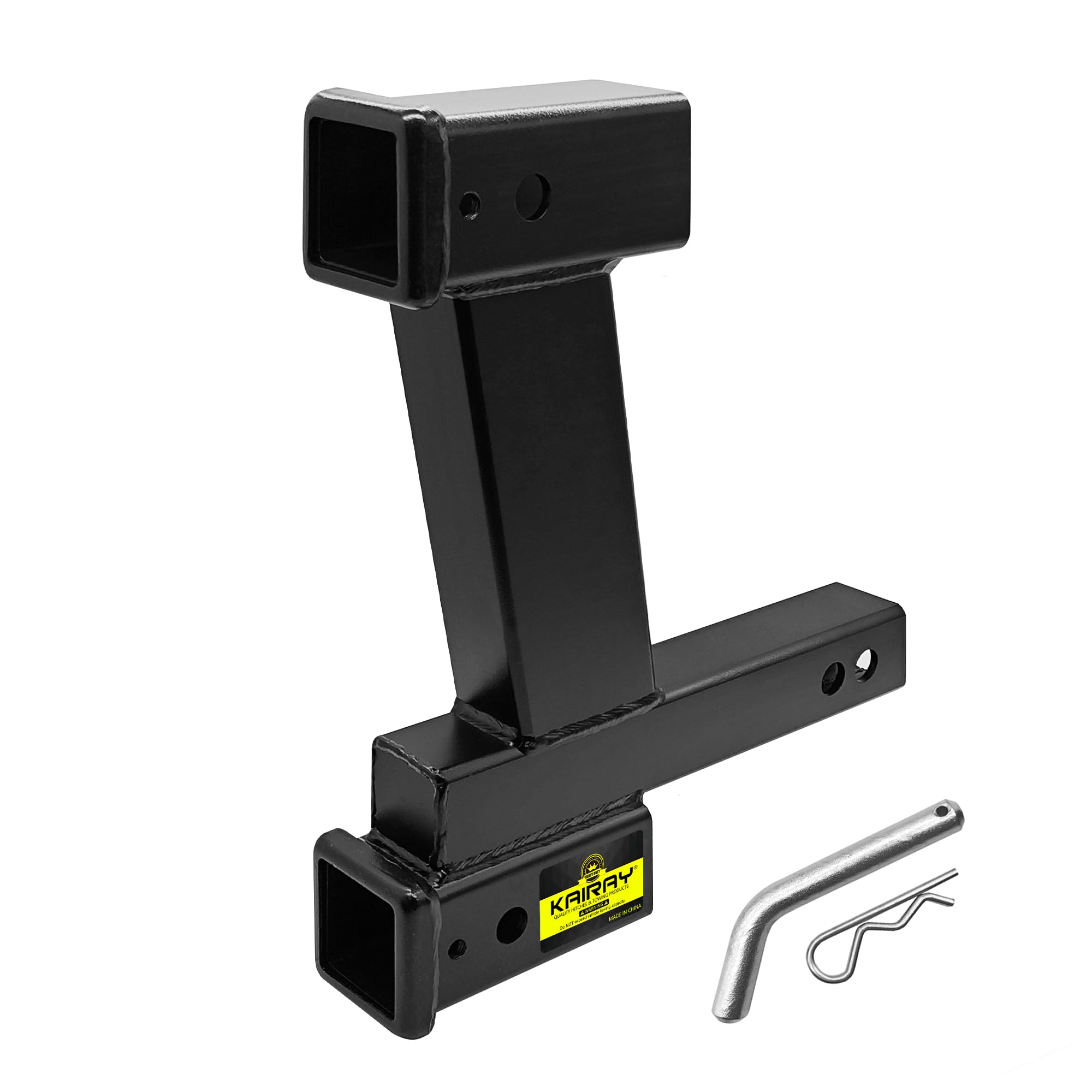 Kairay Trailer Dual Hitch Extender Adapter With 2-Inch & 10-Inch Riser/Drop, Fit For 2'' Receiver, 2-Inch Solid Shank, 10000Lbs