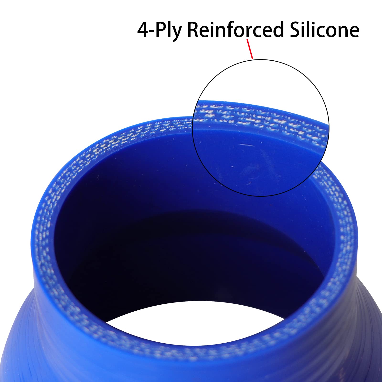 ETL INDUSTRIES 3.5'' ID to 4.5'' ID, 3'' Length Reducer Silicone Coupler Hose, 4-Ply Universal Straight Silicone Reducer Pipe In