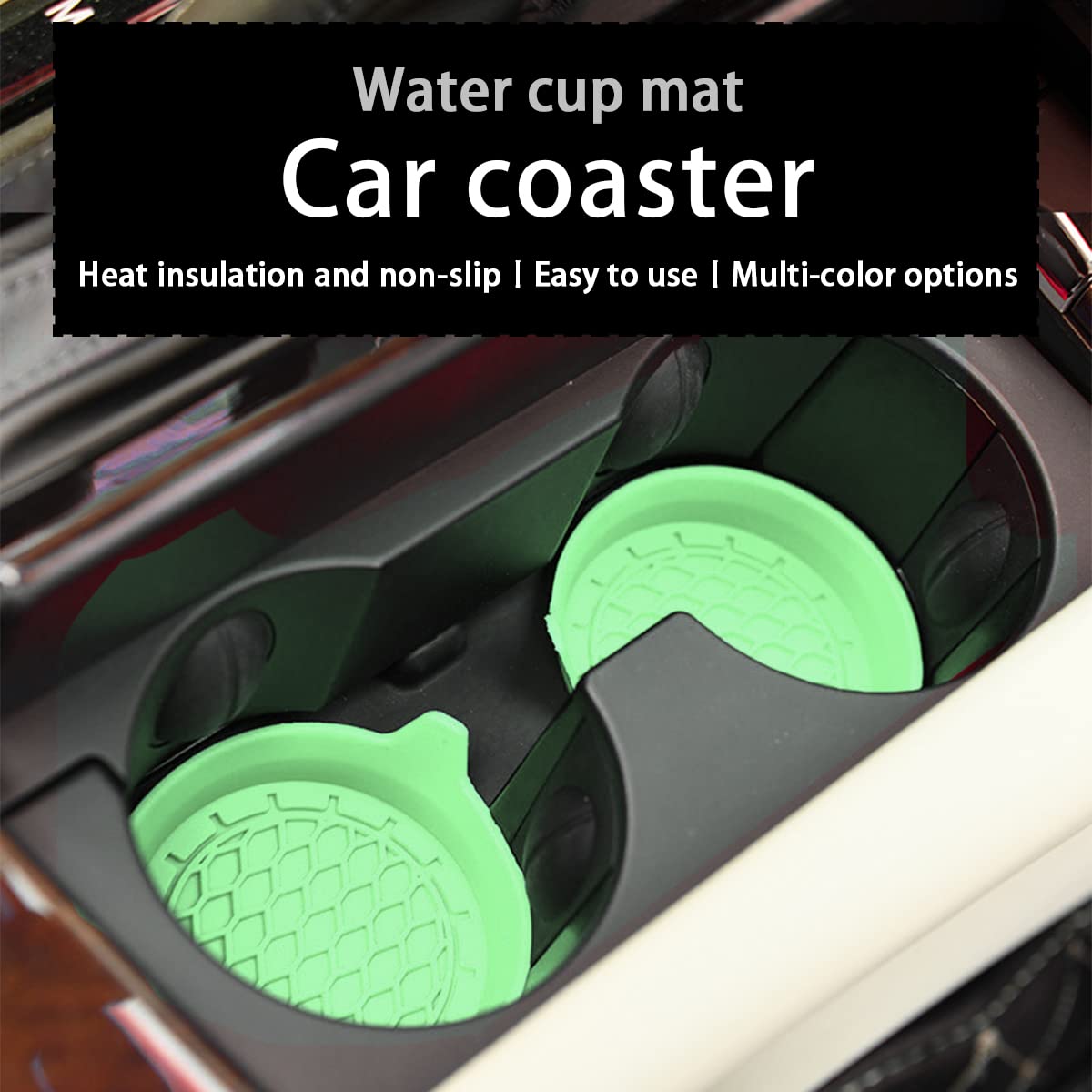 Zipelo 2 Pack Cup Holder Coaster, 3.1 '' Silicone Insulation Drink Mat, Waterproof Non-Slip Sift-Proof Spill Holder, Universal V