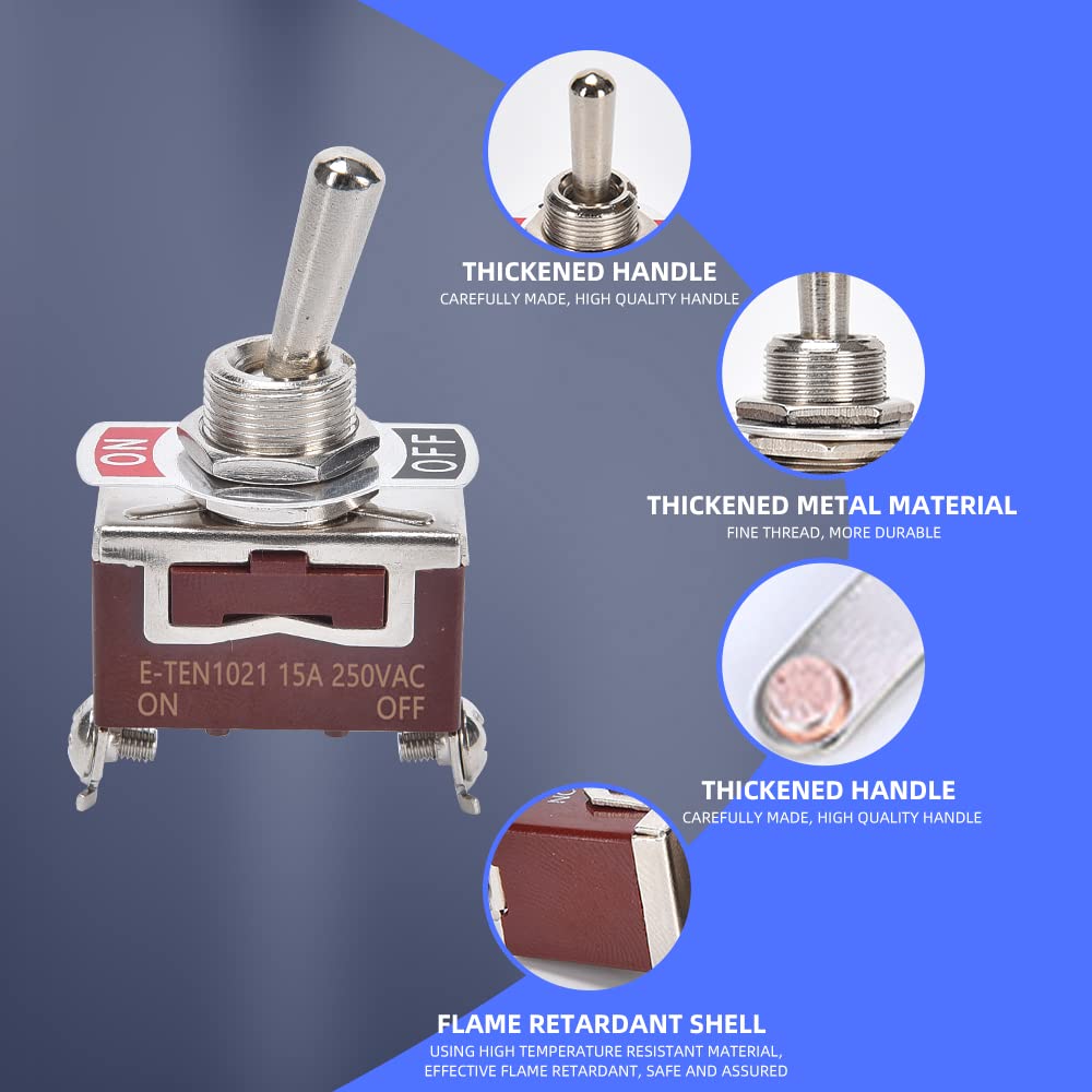 Cnaodun Waterproof Toggle Switch 30A 12Vdc/15A 250Vac Dc Marine Spst Switch 2 Way On/Off With Weatherproof Boot Cap Cover For Ca