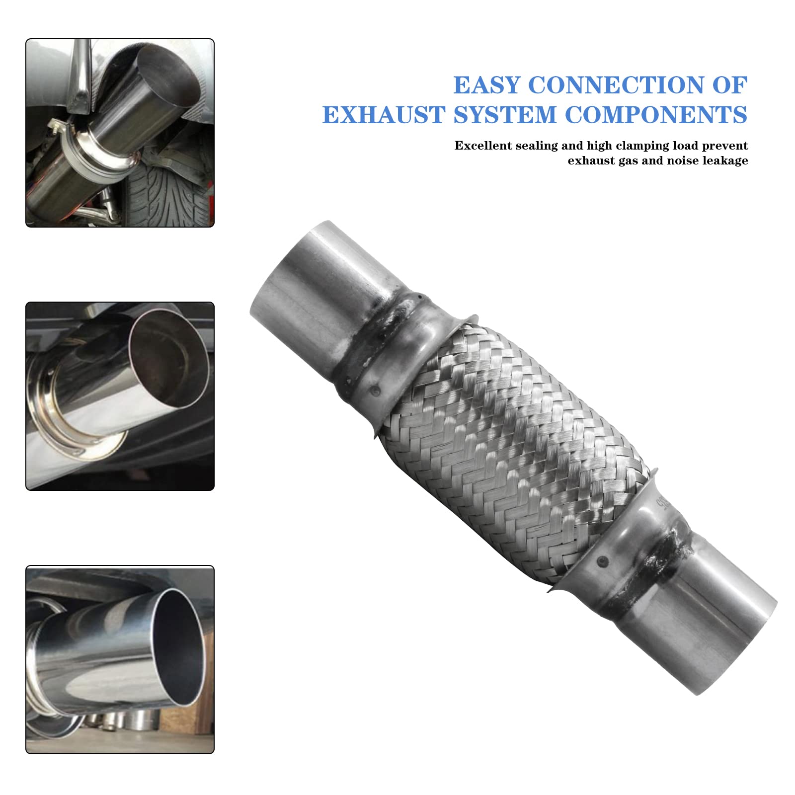 Rp Remarkable Power, Rk7535-2'' X 6'' Heavy Duty Stainless Steel Exhaust Flex Pipe 10'' Ol