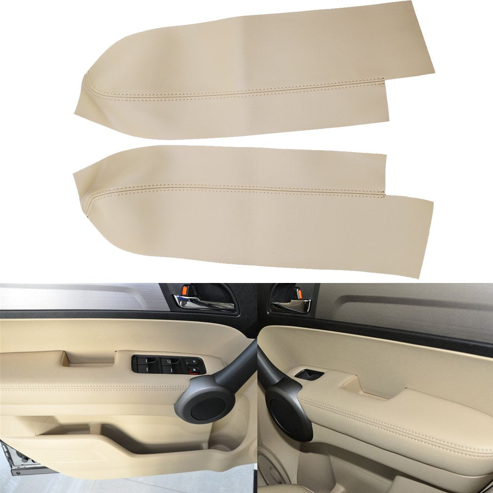Hoypeyfiy 2pcs (1Pair) Microfiber Leather Front Door Panels Armrest Cover Replacement for Honda Cr-V CRV 2007-2012 (Leather Only