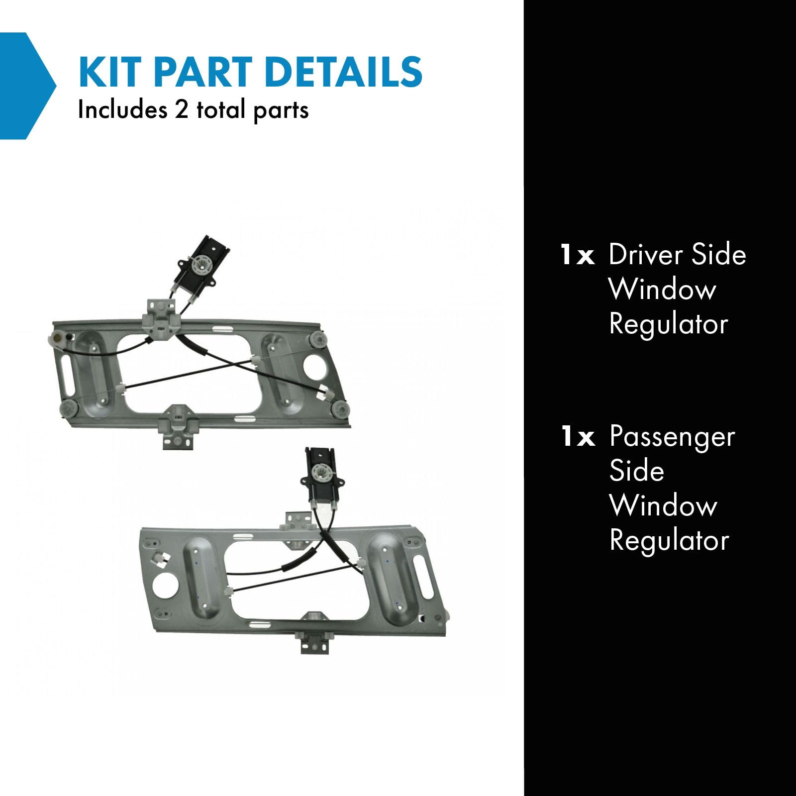Trq Driver & Passenger Side Power Window Regulator Set Compatible With 2000-2007 Chevrolet Monte Carlo 1997-2002 Pontiac Grand P