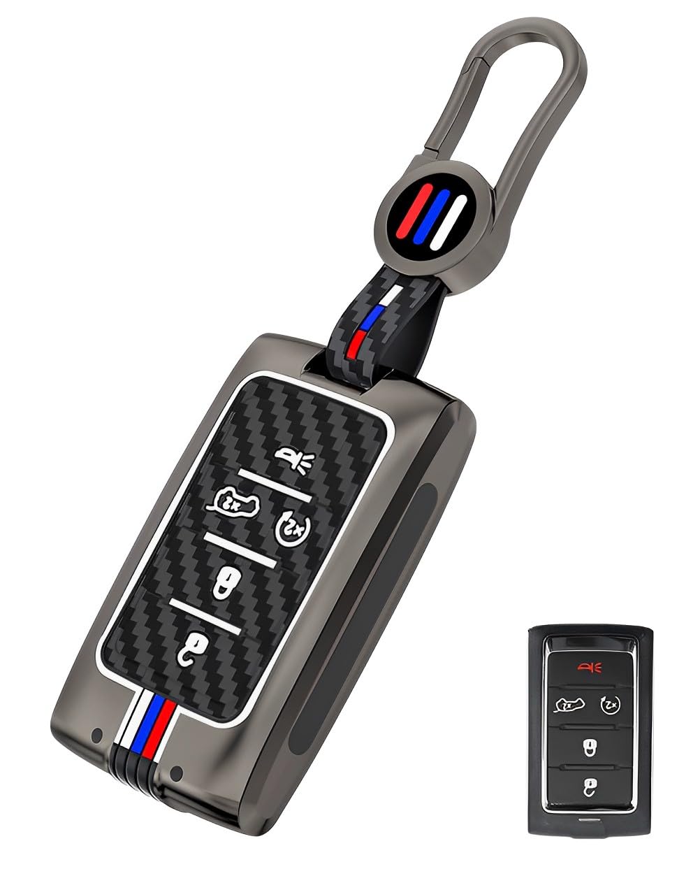 YONUFI for Jeep Key Fob Cover Case Metal Shell Smart Keys Holder Protector Compatible for Jeep Grand Cherokee L Grand Wagoneer 5