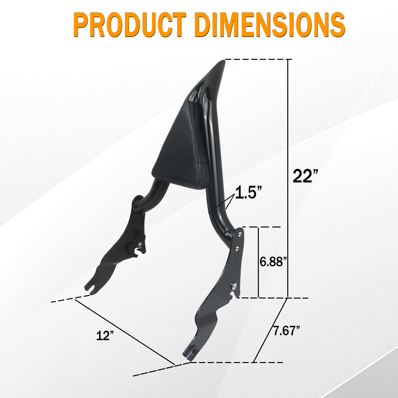 Black Sissy Bar, Detachable Passenger Backrest Rear Pad Compatible for Harley Touring Models 2009-2023 Road King Ultra CVO Limit