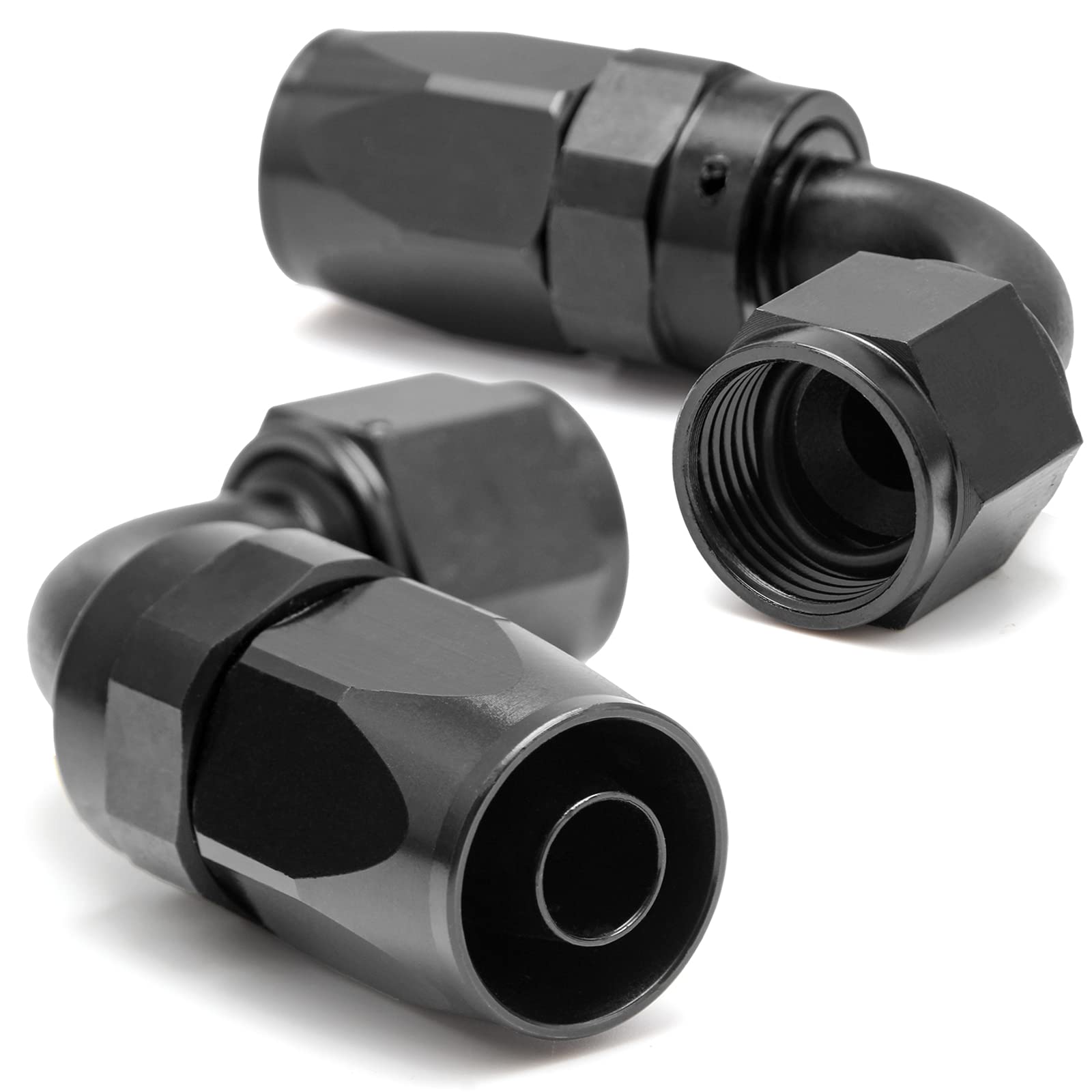 Shineyoo 10An 90 Degree Swivel Hose End Fitting 2 Pcs For Braided Fuel Oil Line End 10An Fittings Aluminum Black
