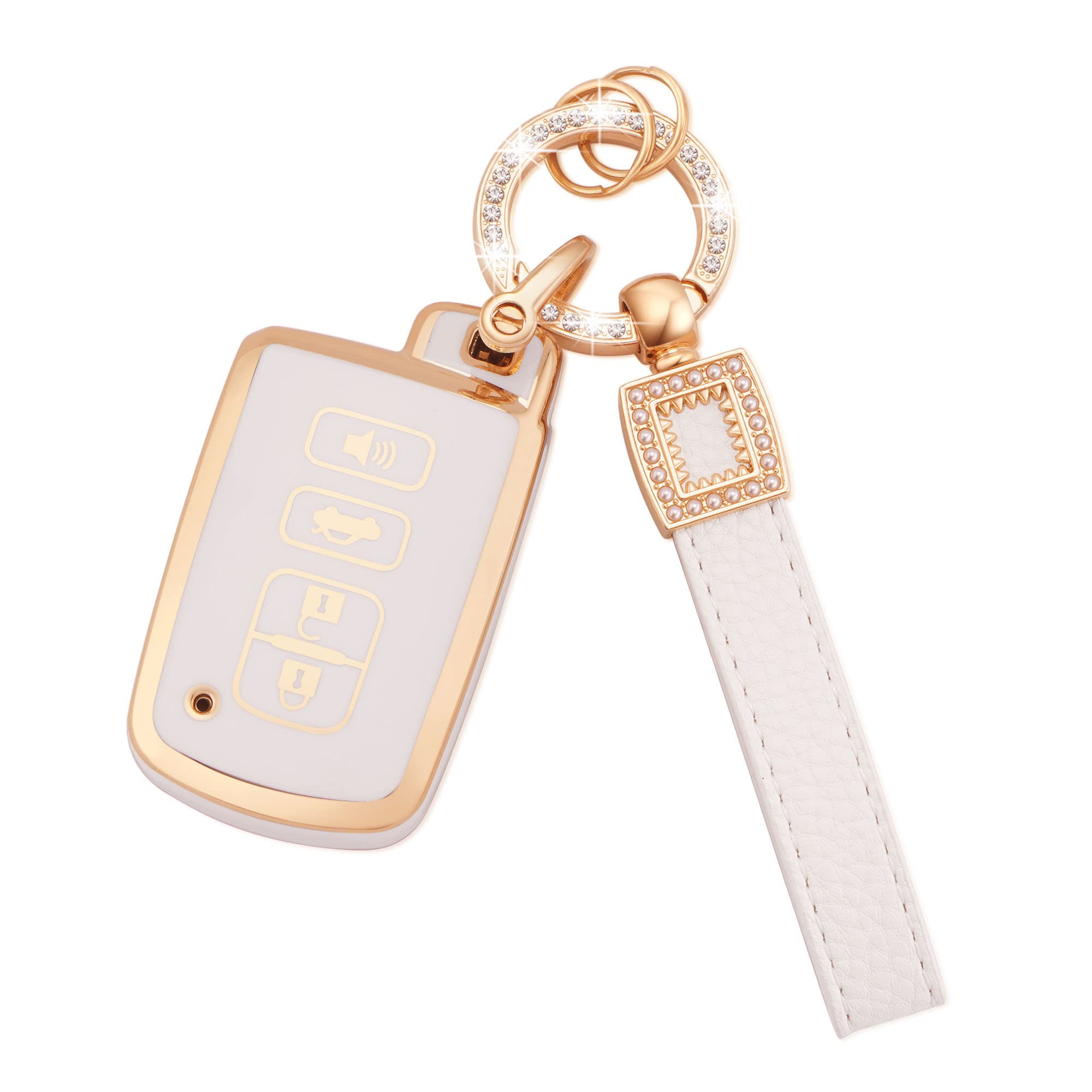 EKALA for Toyota Key Fob Cover with Leather Keychain Lanyard 4 Buttons Soft TPU Key Case Shell Fit for Toyota Camry Avalon Corol