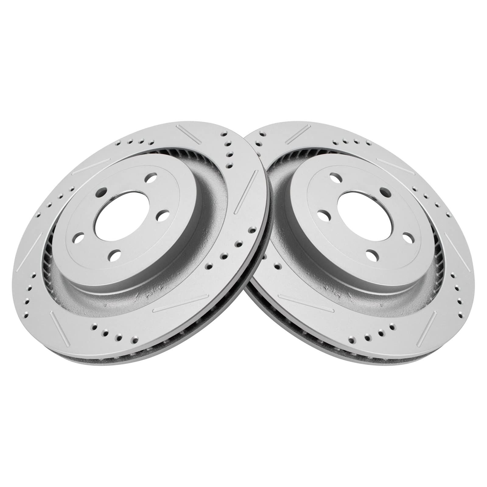 Trq Rear Performance Brake Rotors Set Premium G-Coated Cross Drilled & Slotted Compatible With 2015-2023 Ford Mustang