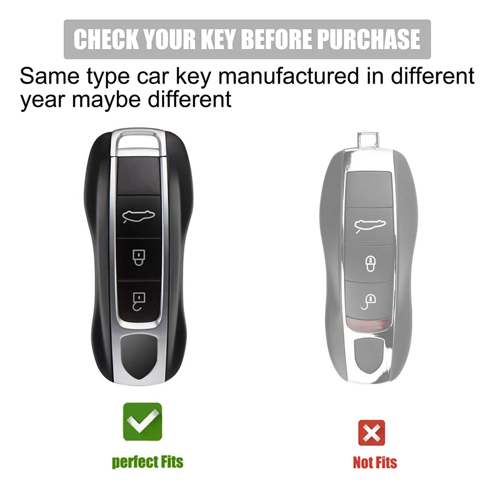 Gematay For Porsche Key Fob Cover With Keychain Lanyard, Key Fob Protector Shell Compatible With Porsche 911 Cayenne Panamera Ta