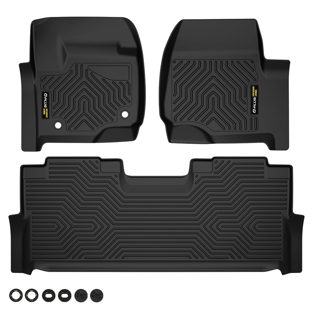 G-PLUS TPE Floor Mats Cargo Liners,Compatible with Ford F250 F350 F450 F550 Super Duty Crew Cab (4 Full Size Doors) 2017-2024,Bl