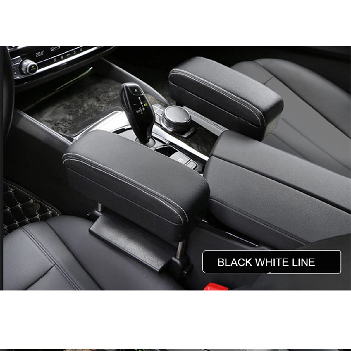 AOWIS Car Console Armrest Box Arm Rest Height Adjustable Comfort Elbow Pad Universal (Black White)