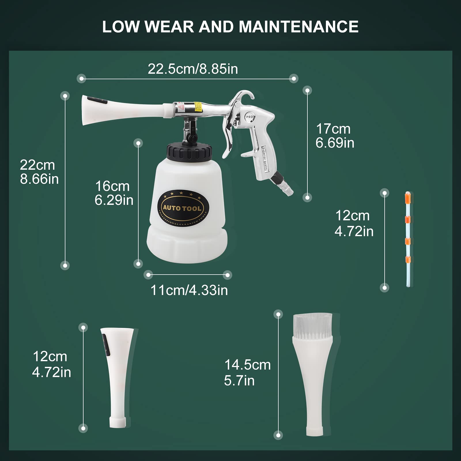 Cprosp High Pressure Car Cleaning Gun Jet Cleaner, Car Interior Cleaner Detailing Wash Gun, Wash Spray Bottle Nozzle With Metal Spinner