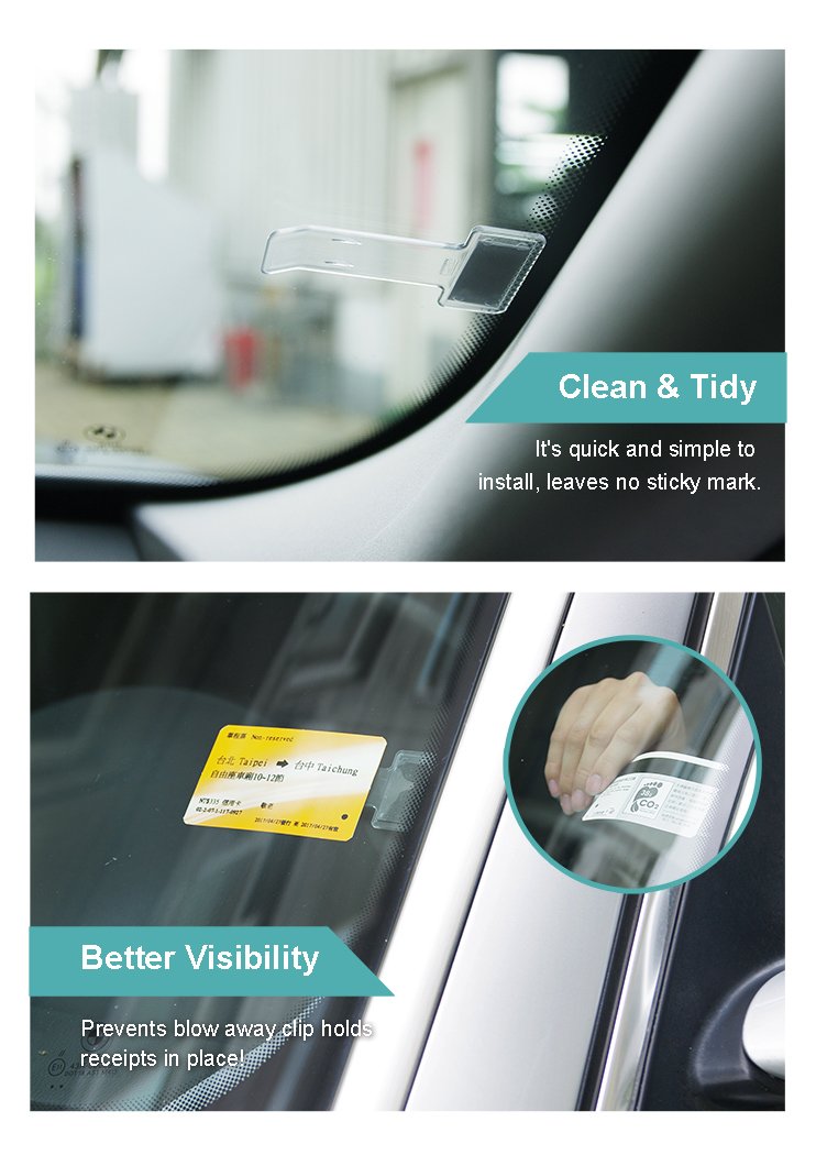 Hypersonic Car Windshield Parking Tickets Holder Transparent Auto Accessories Clip 2Pcs