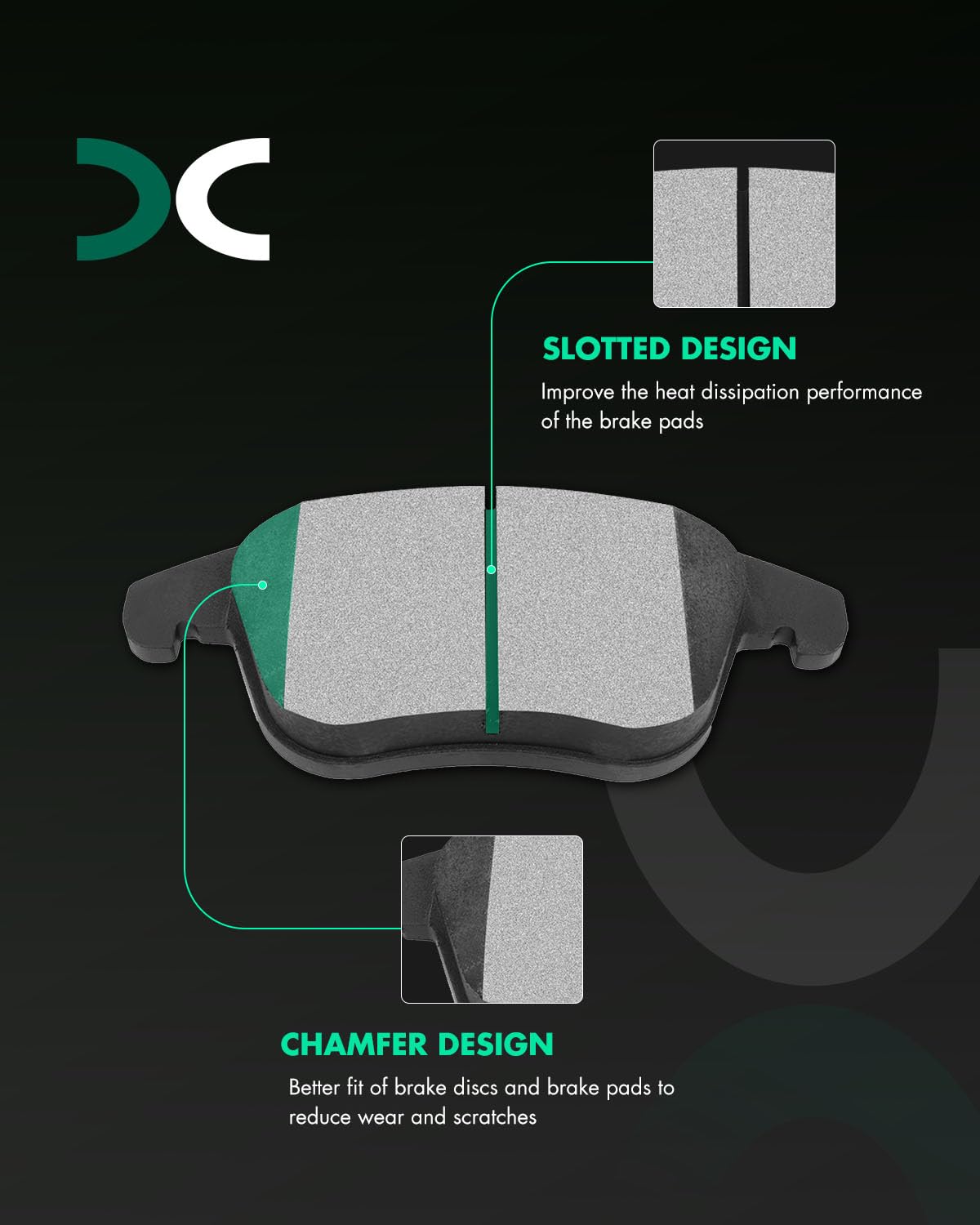 Scitoo D1653 Front Semi-Metal Brake Pads Sets Fit For Ford For Fusion 2013-2017 2019-2020,For Lincoln Mkz 2013-2020